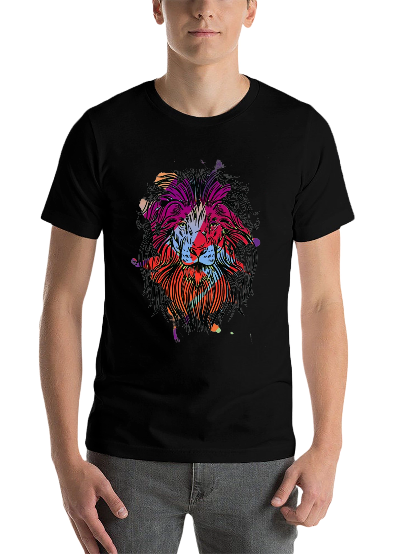 Black Lion Graphic Black T-Shirt view 7