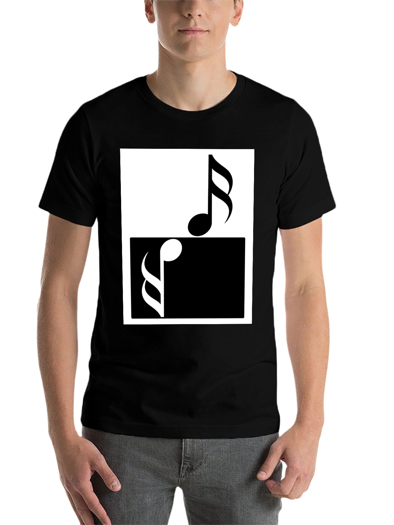Black Music Notes Yin Yang T-Shirt view 7