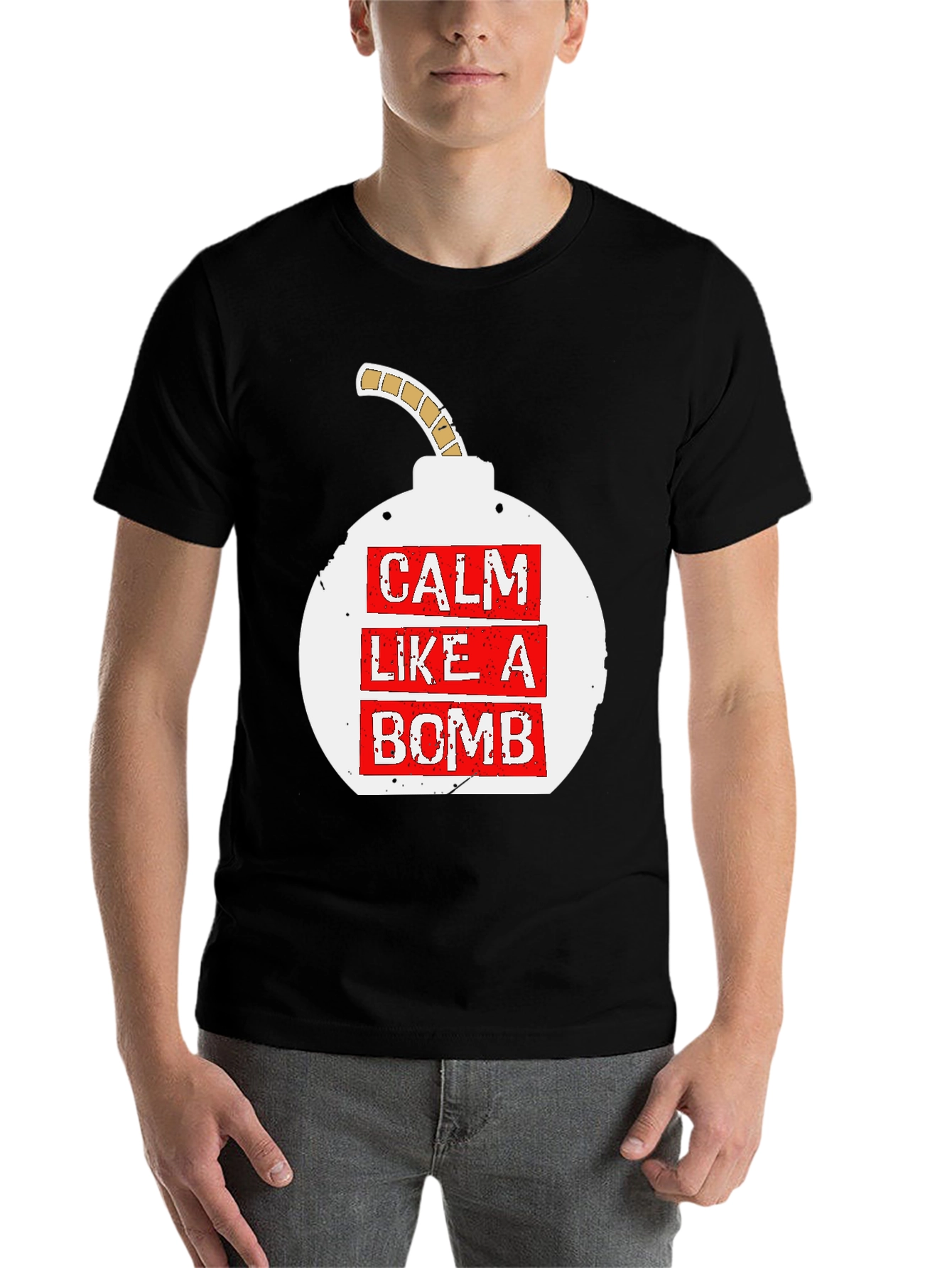 Black Calm Like A Bomb Graphic Tee view 7