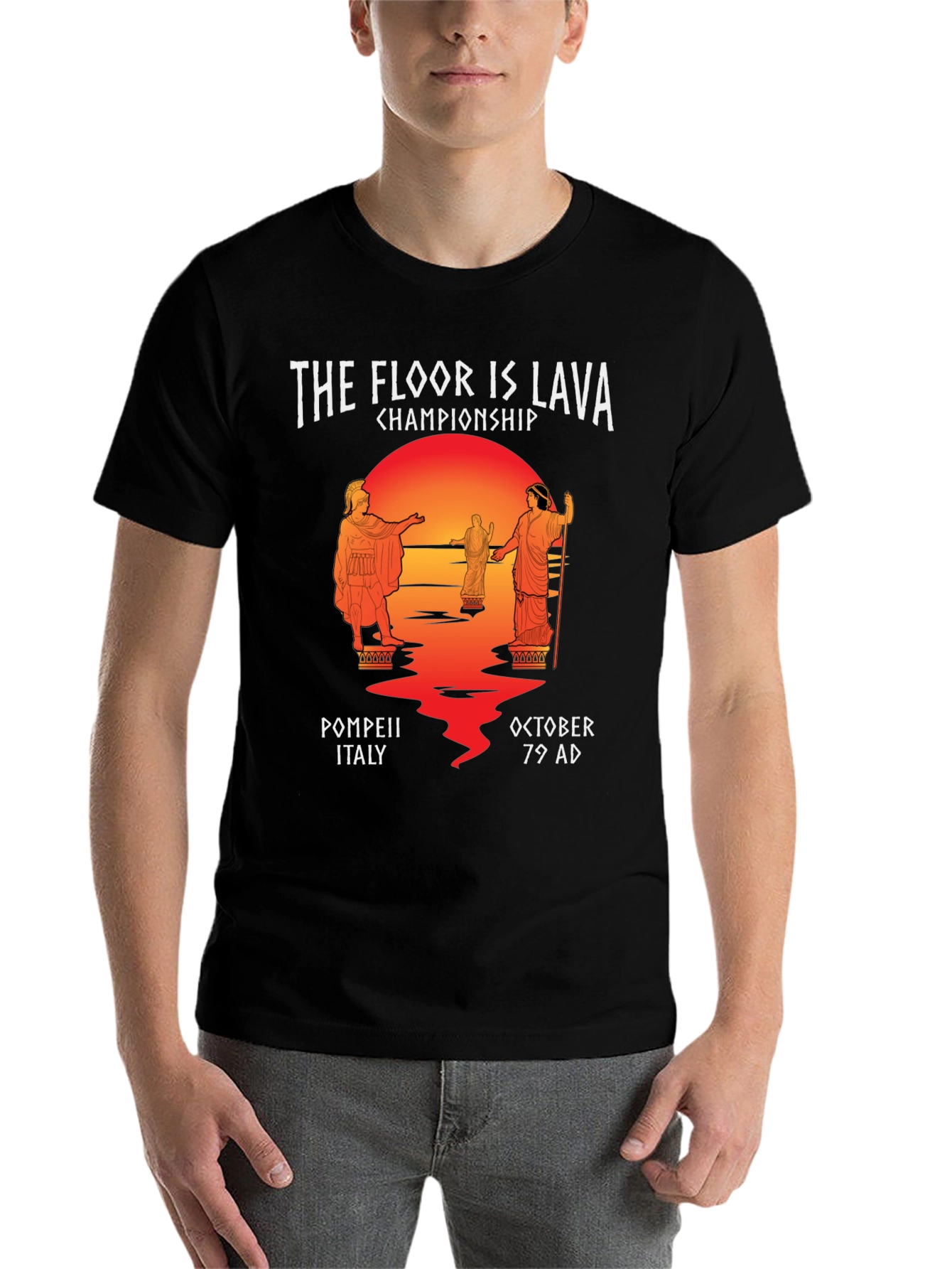 Black The Floor is Lava Championship T-Shirt view 7