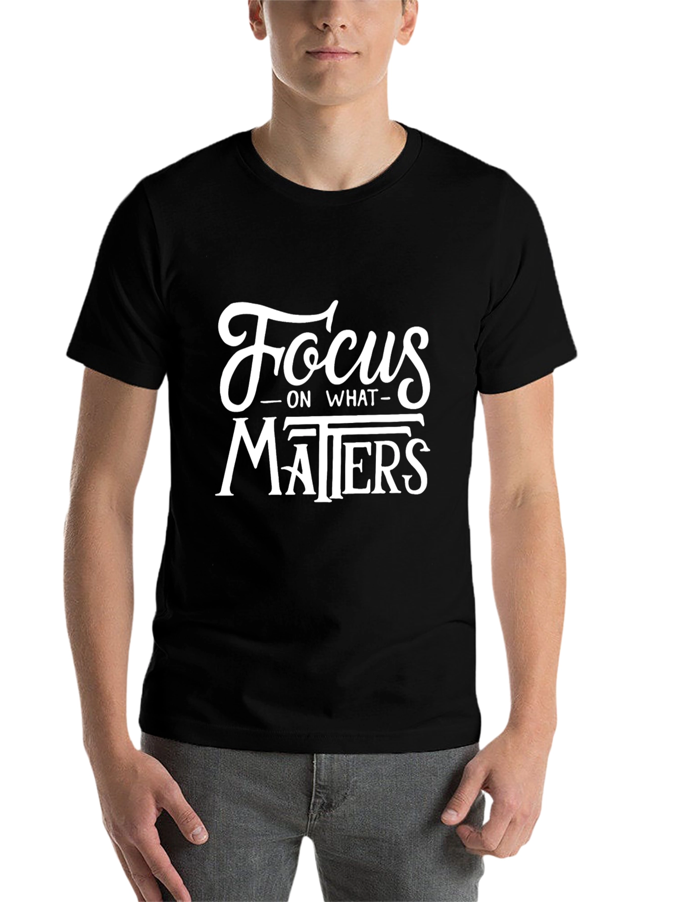 Black Focus on What Matters Black T-Shirt view 7