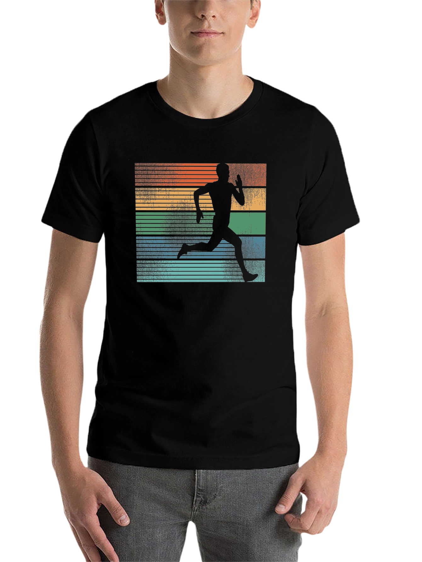 Black Retro Runner Graphic Tee view 7