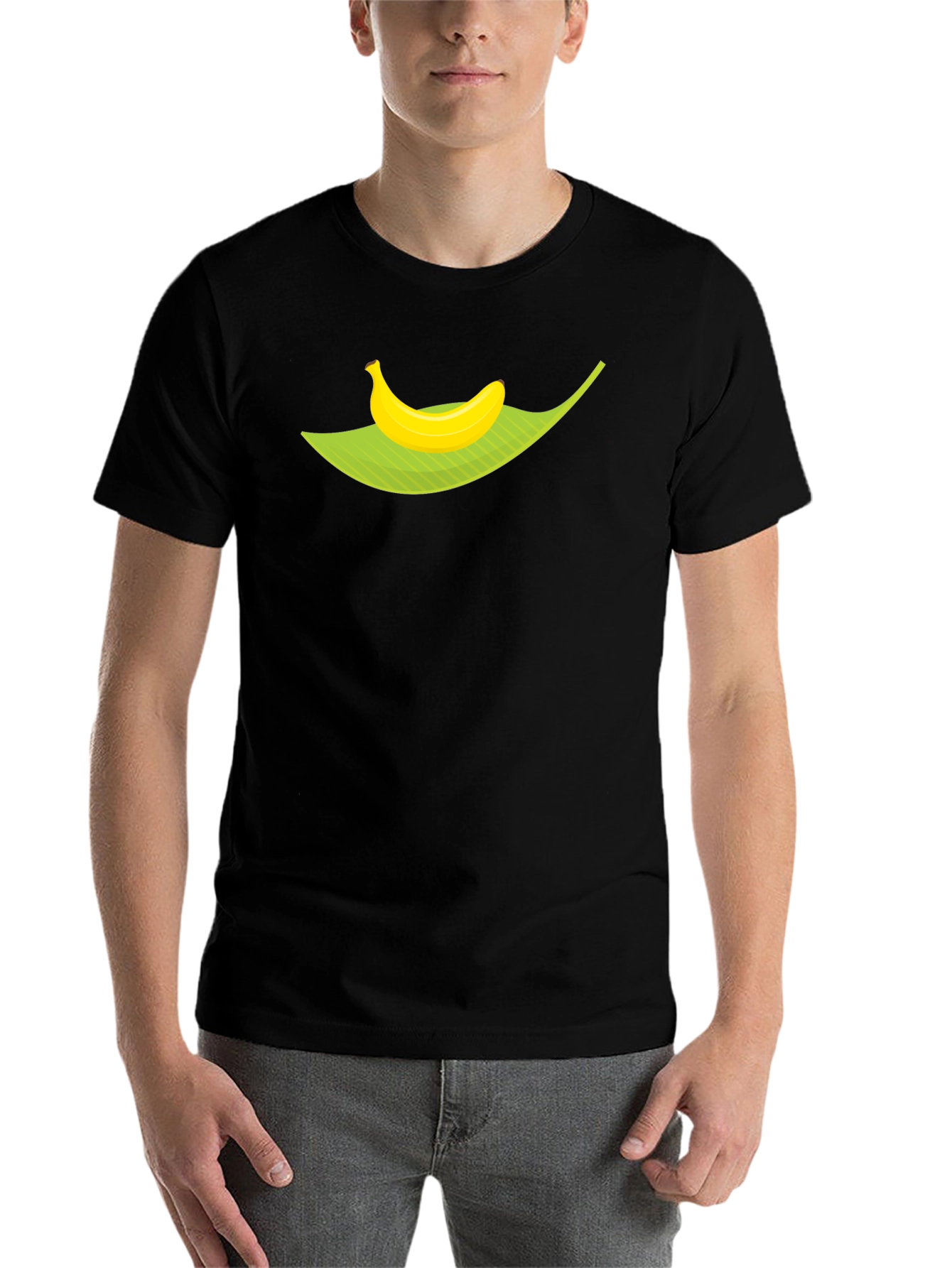 Black Banana Leaf Graphic Tee - Tropical Fruit Humor Shirt view 7