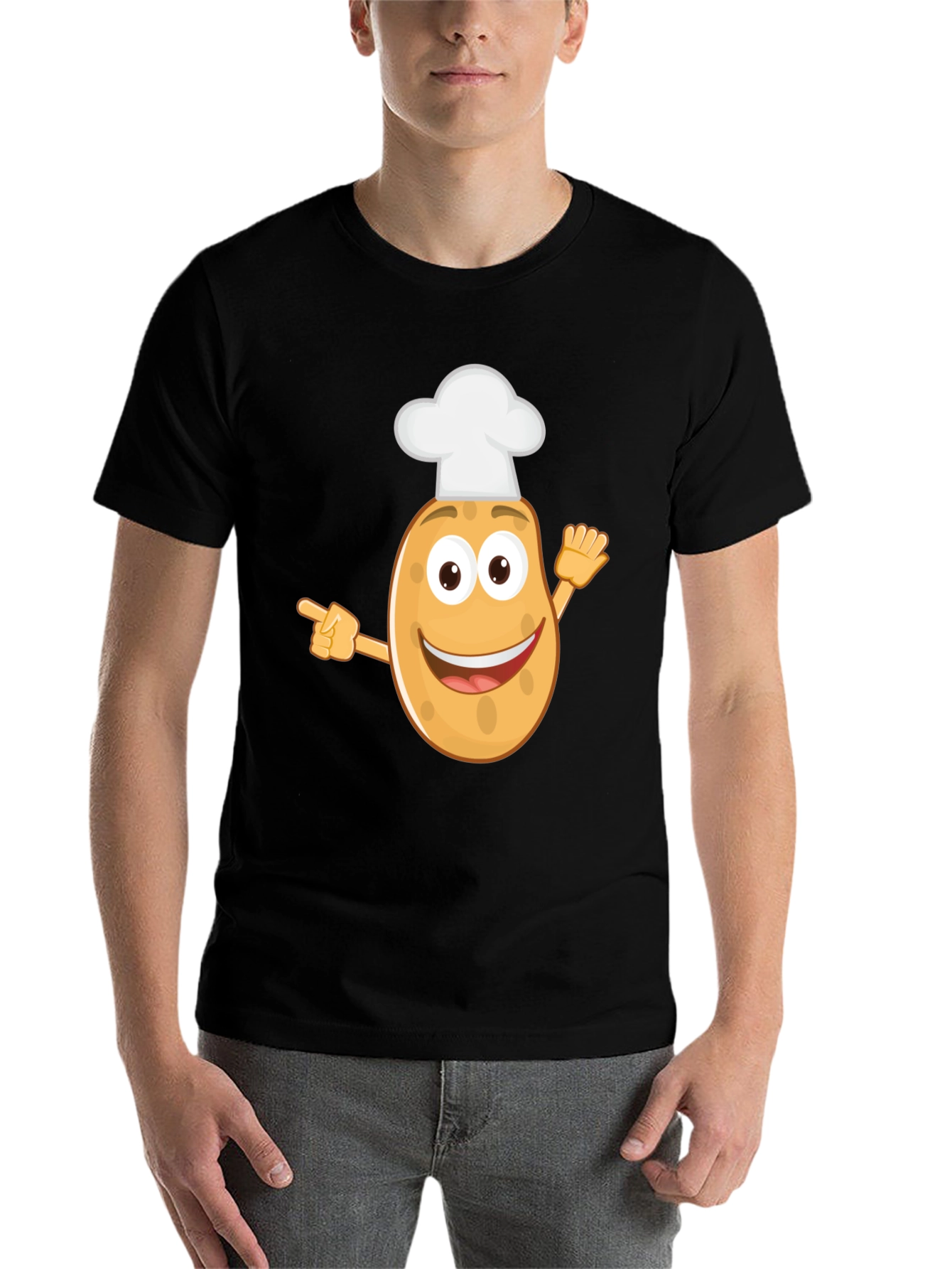 Black Funny Potato Chef T-Shirt view 7