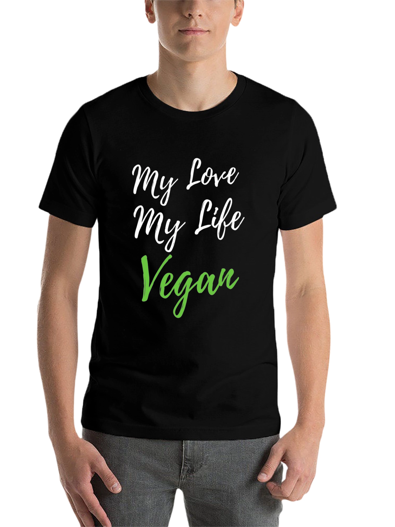 Black My Love My Life Vegan Black T-Shirt view 7