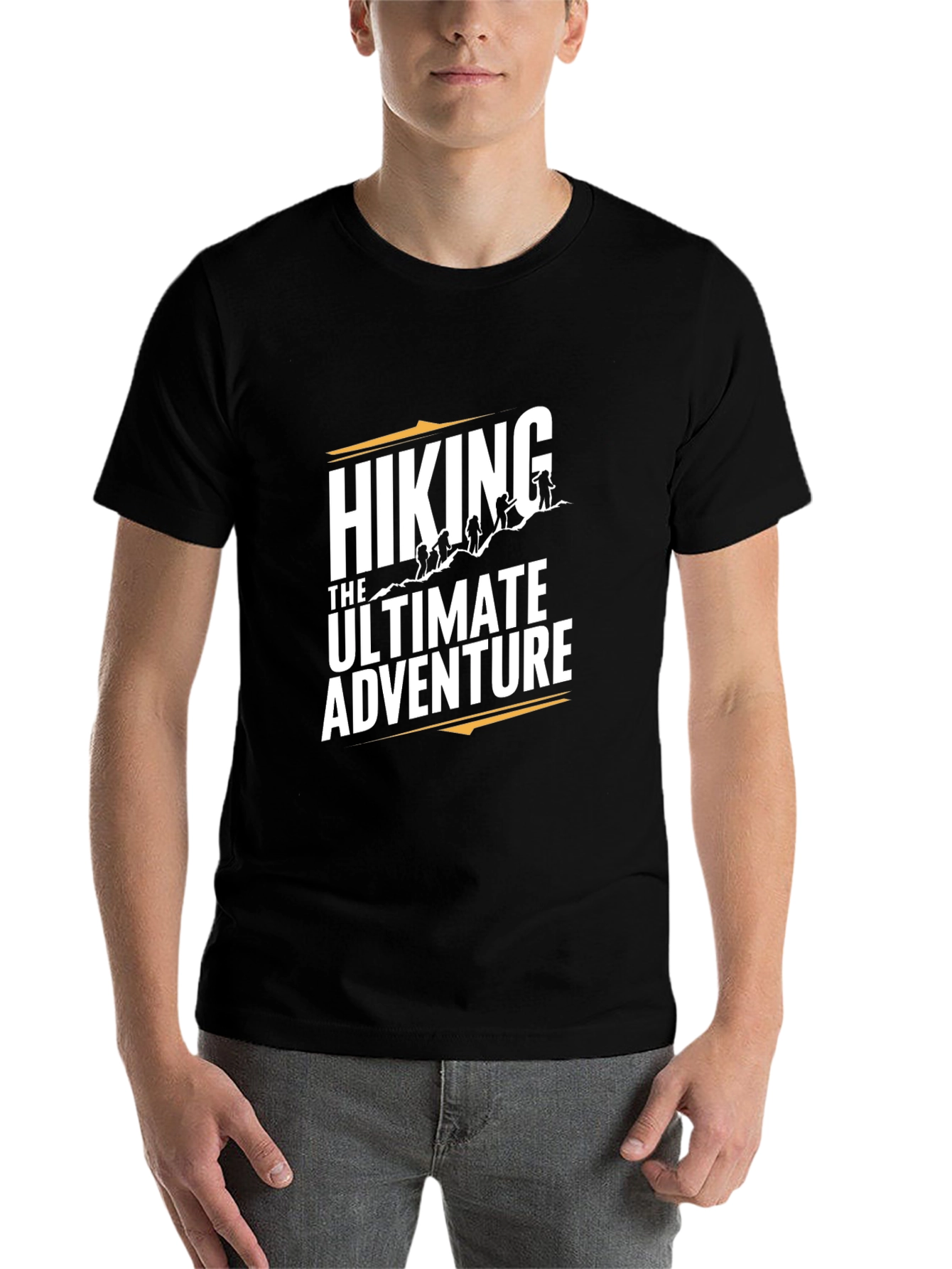 Black Hiking Adventure Graphic Tee - Black Cotton T-Shirt view 7
