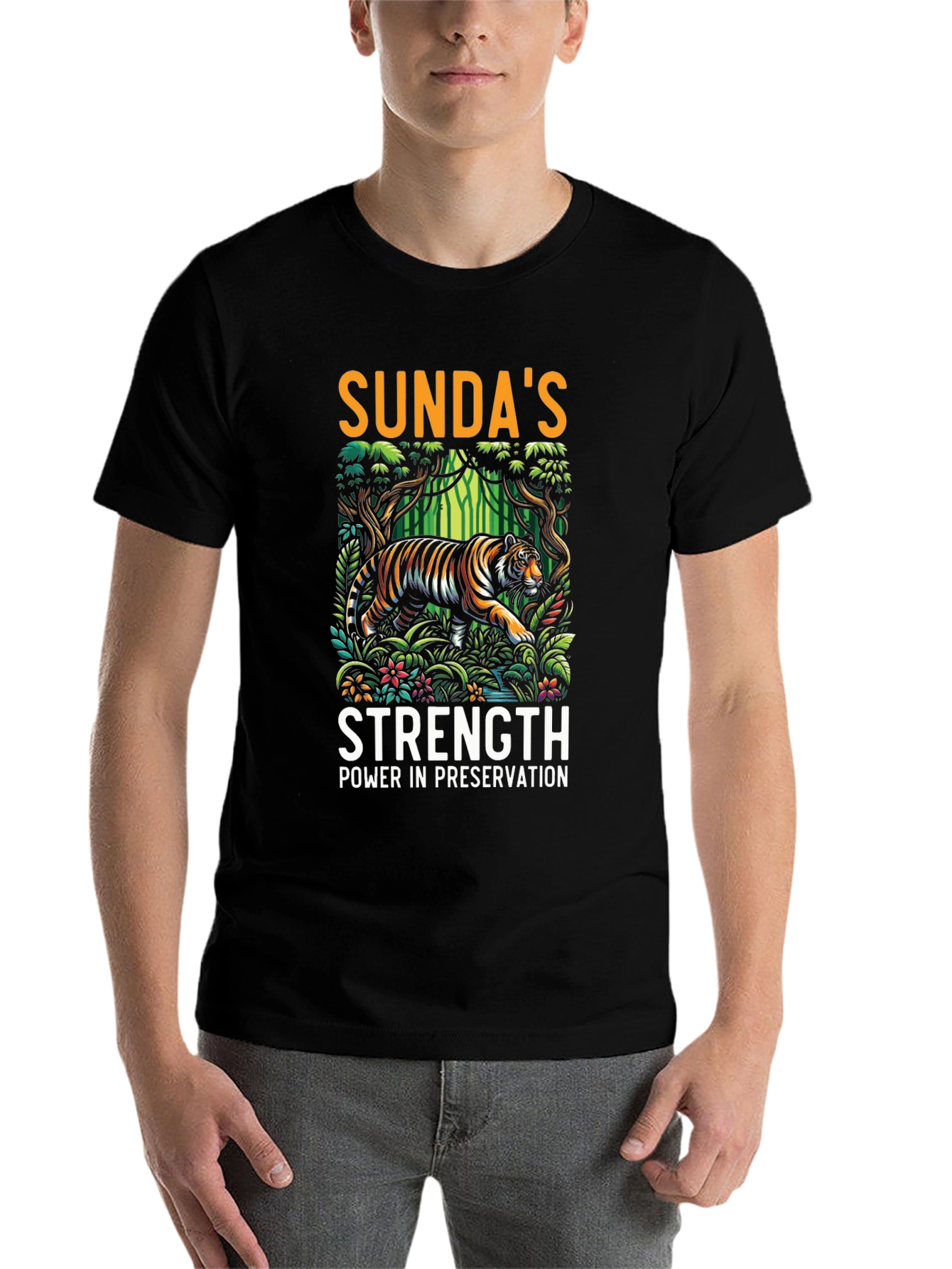 Black Sunda's Strength Tiger Graphic Tee view 7