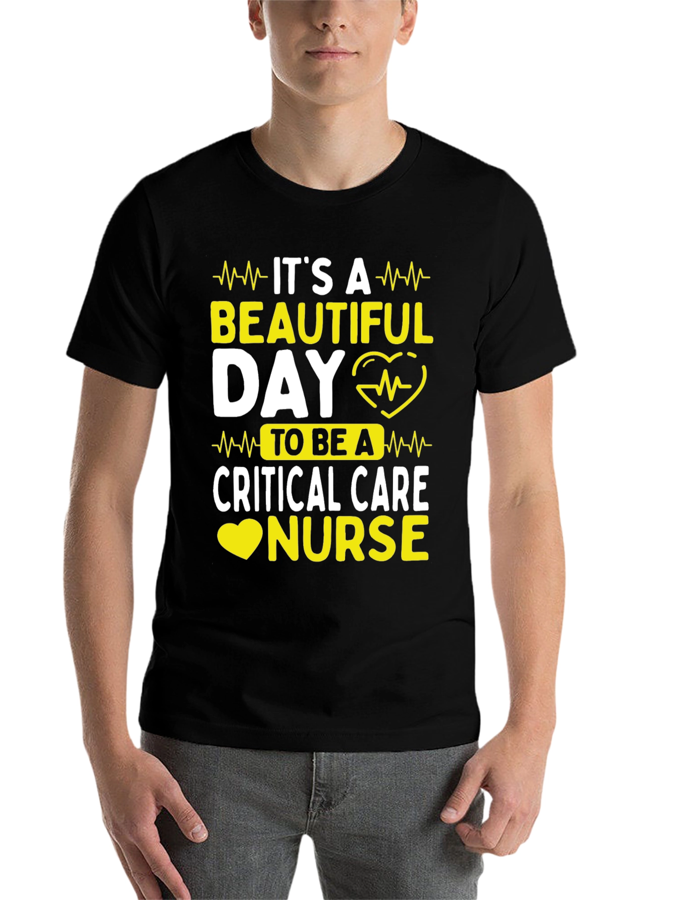 Black Critical Care Nurse T-Shirt - It's A Beautiful Day! view 7