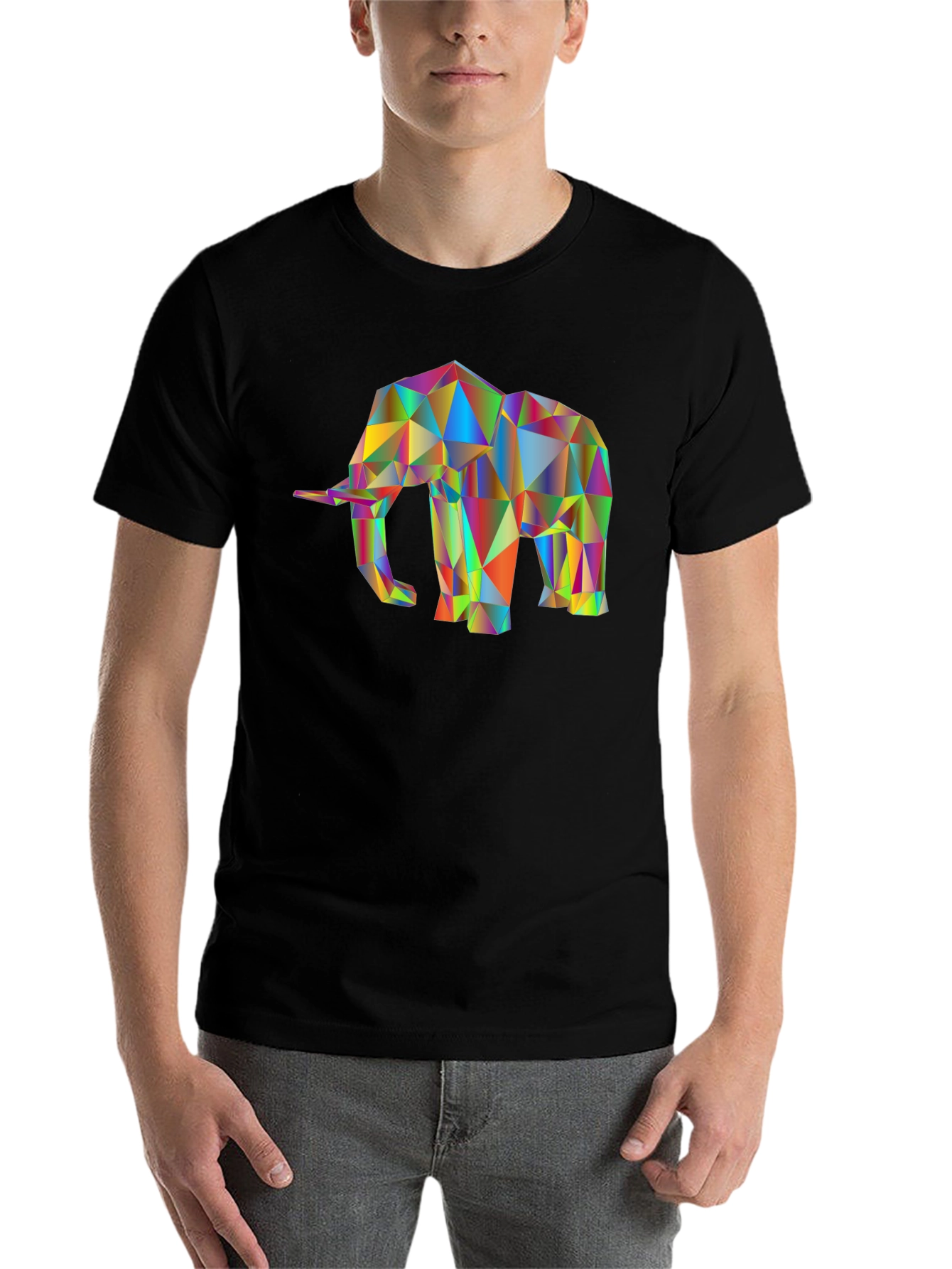 Black Geometric Elephant T-Shirt - Modern Art Tee view 7
