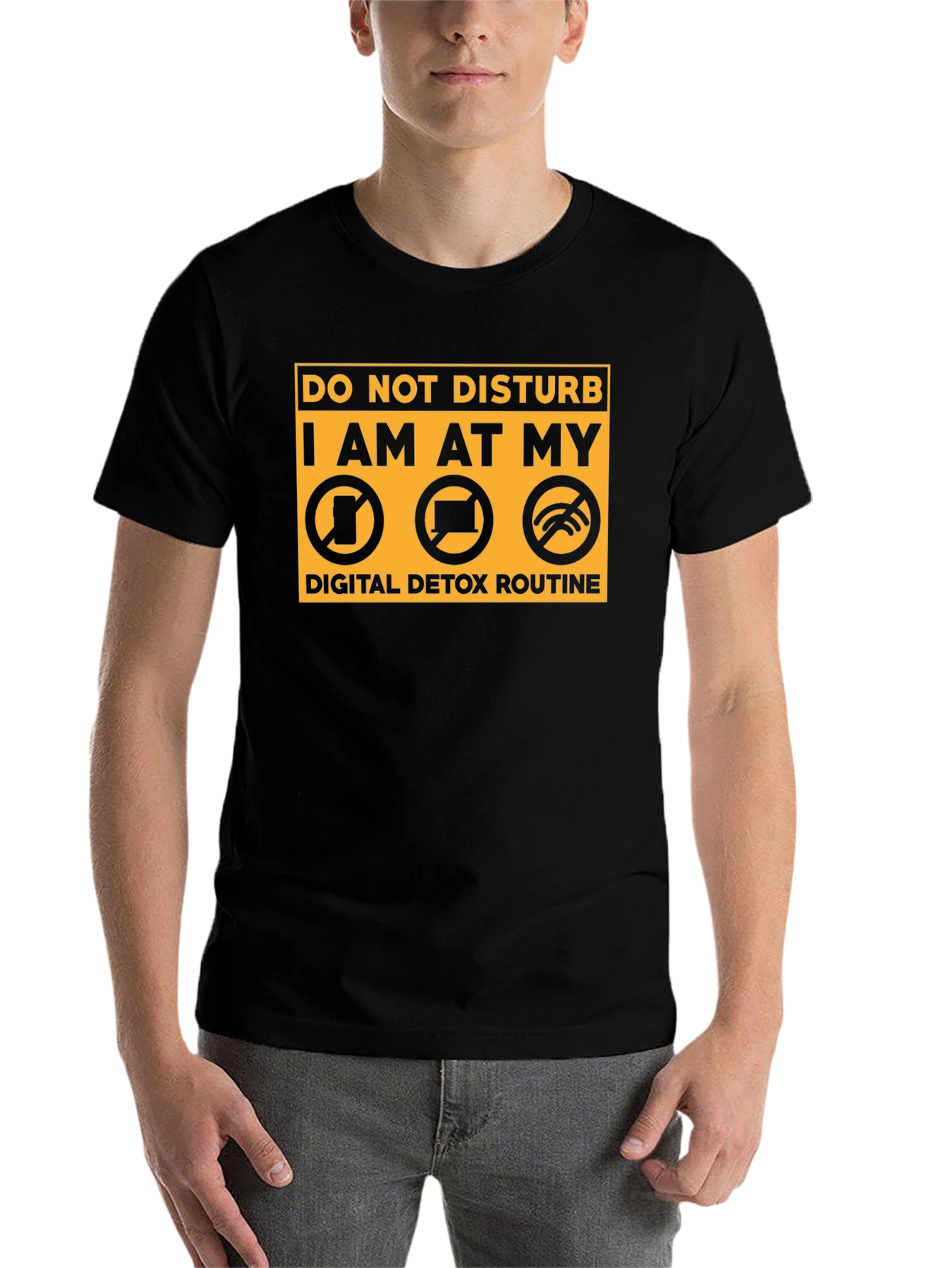 Black Digital Detox Mode Black T-Shirt view 7