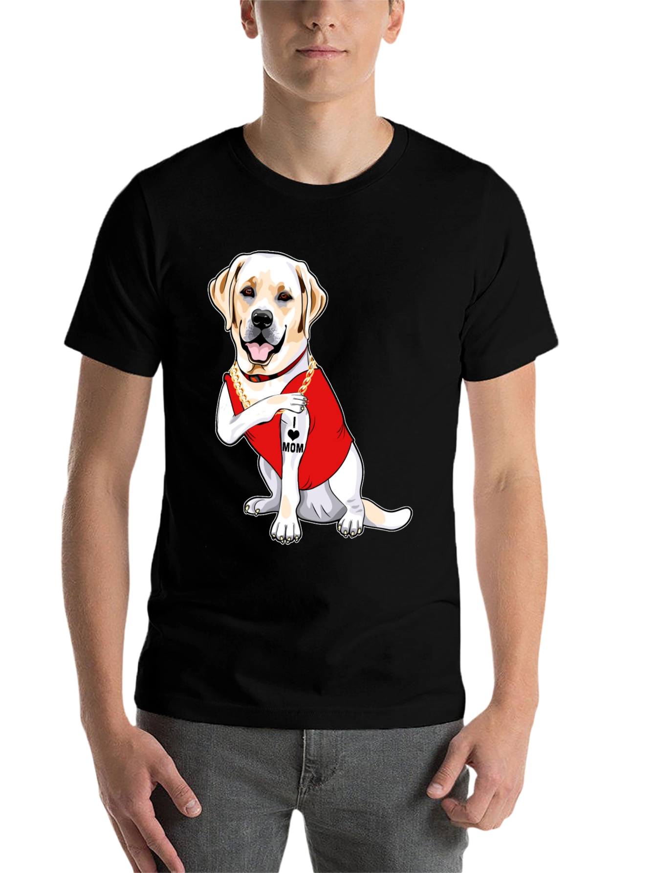 Black I Heart Mom Dog T-Shirt - Cute Labrador Graphic Tee view 7