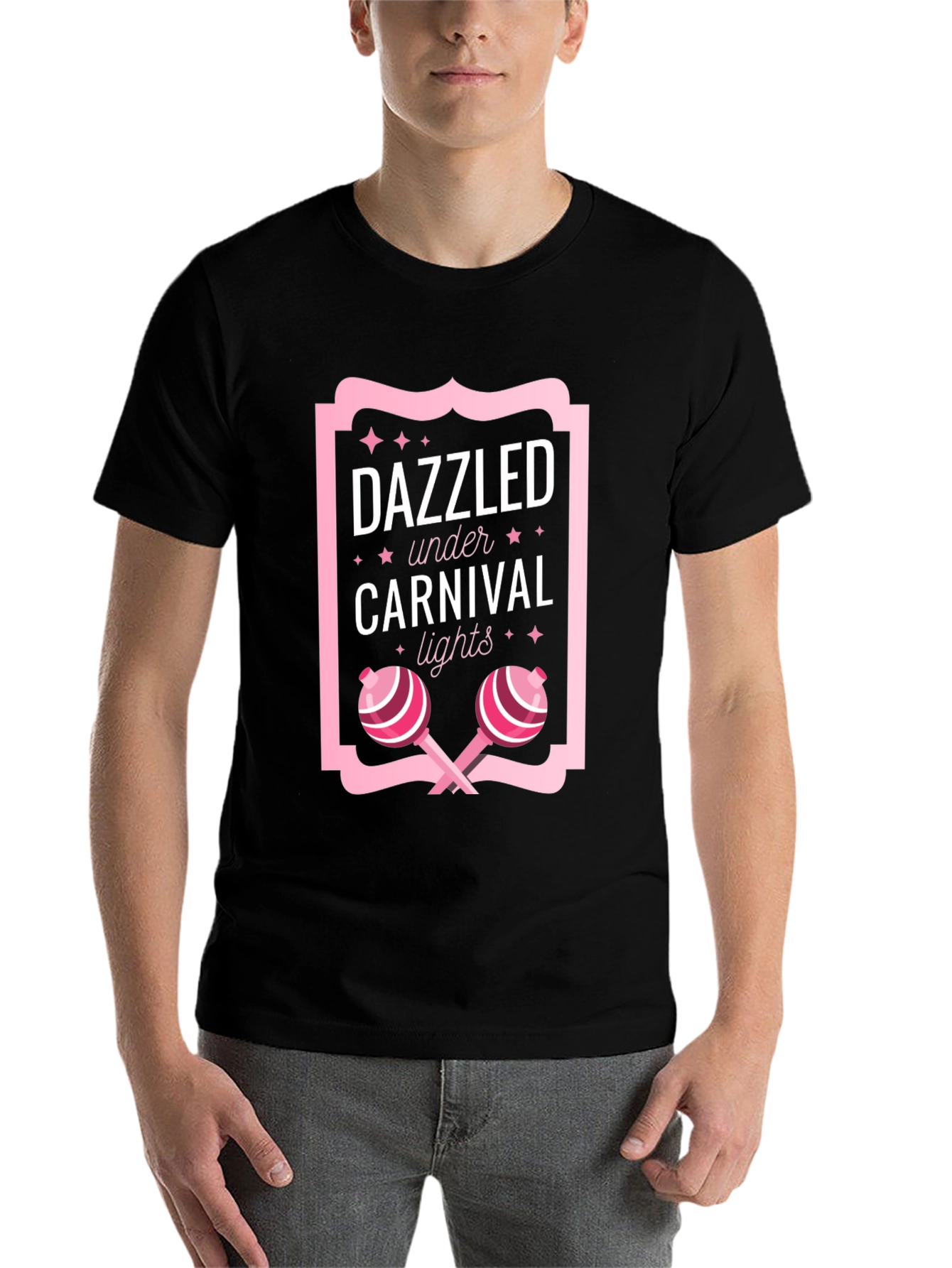 Black Dazzled Under Carnival Lights Graphic Tee view 7