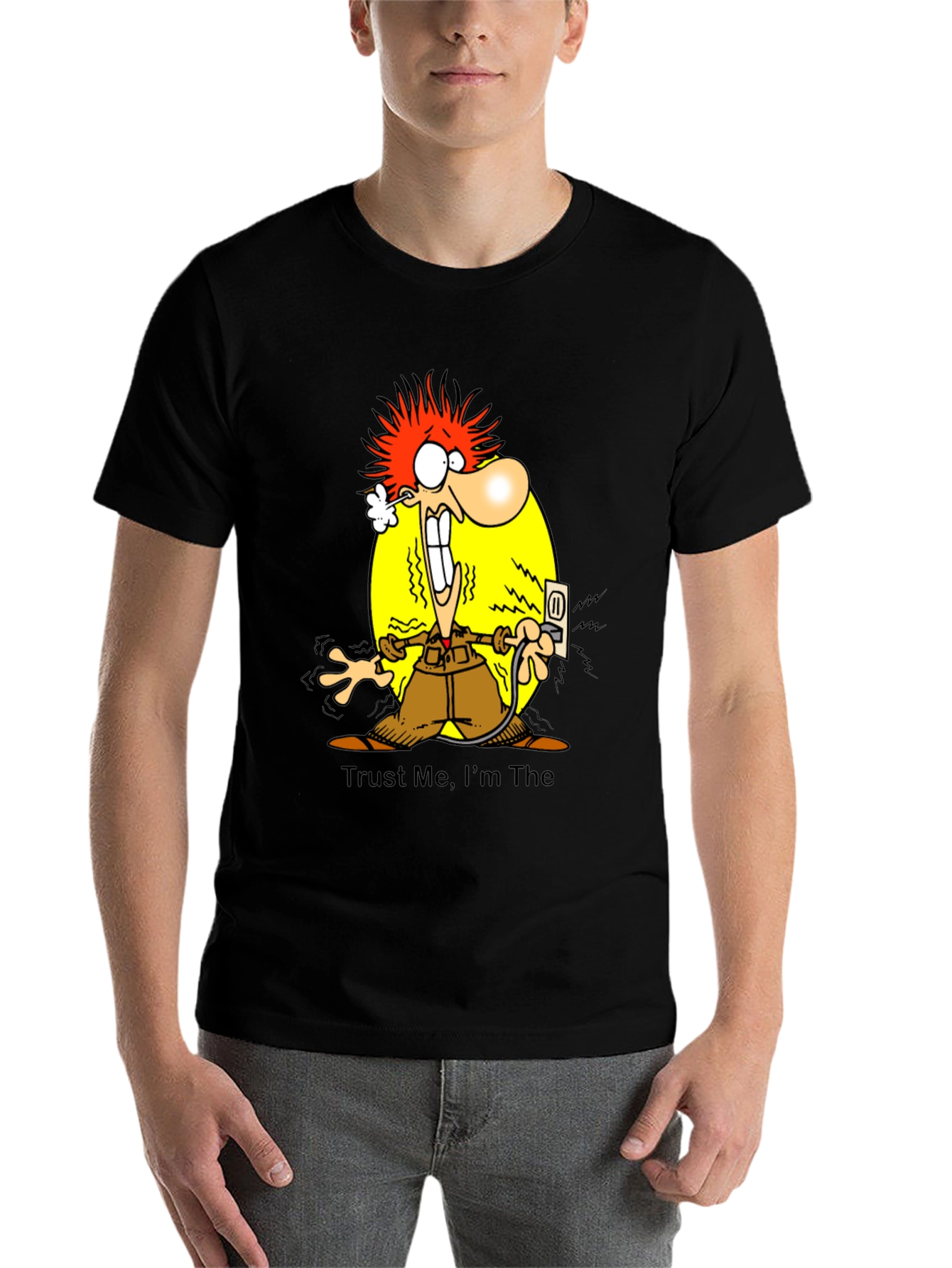 Black Trust Me, I'm The Electrician Funny T-Shirt view 7