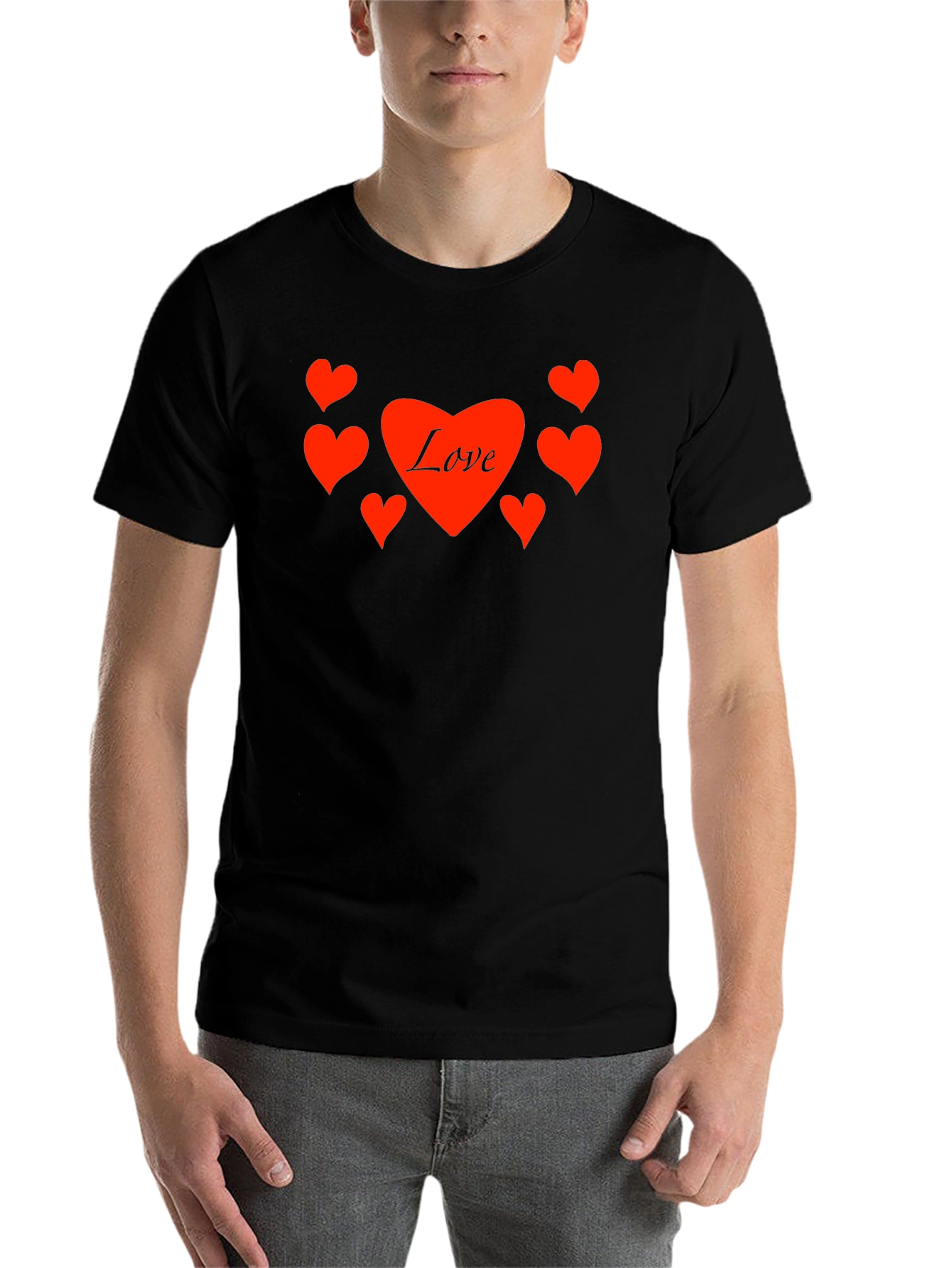 Black Love Heart Graphic Black T-Shirt view 7