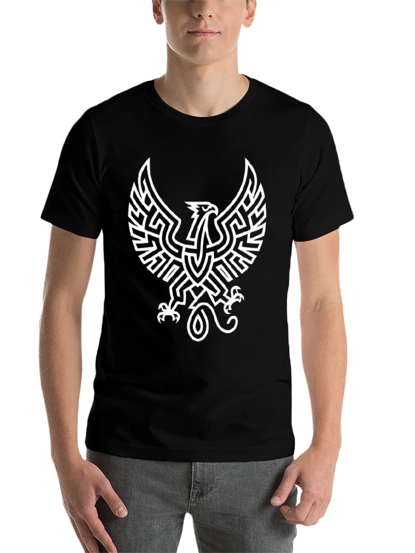 Black Black T-Shirt with Phoenix Graphic Design view 7
