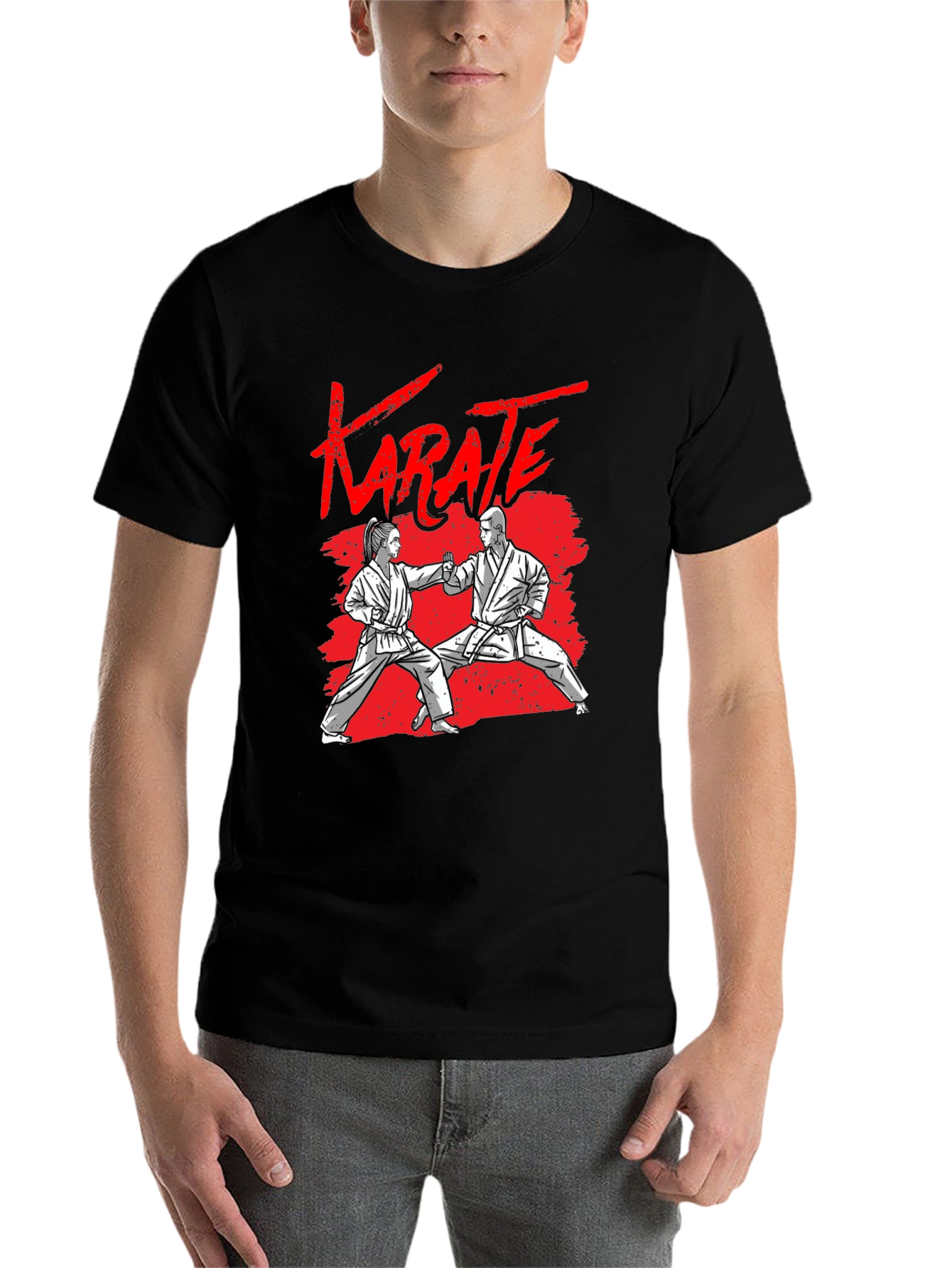 Black Karate Graphic Black T-Shirt view 7