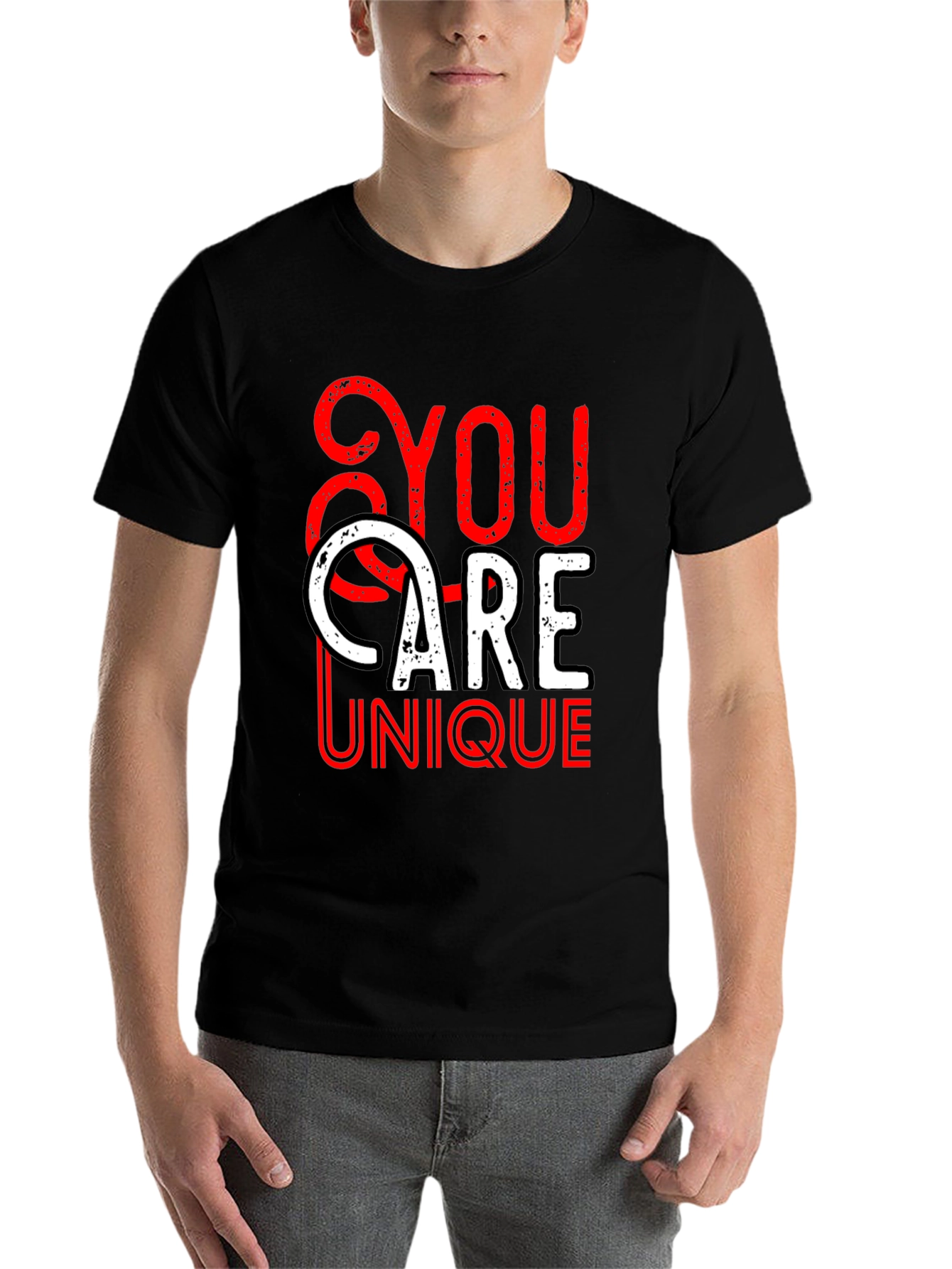 Black You Are Unique Graphic T-Shirt view 7