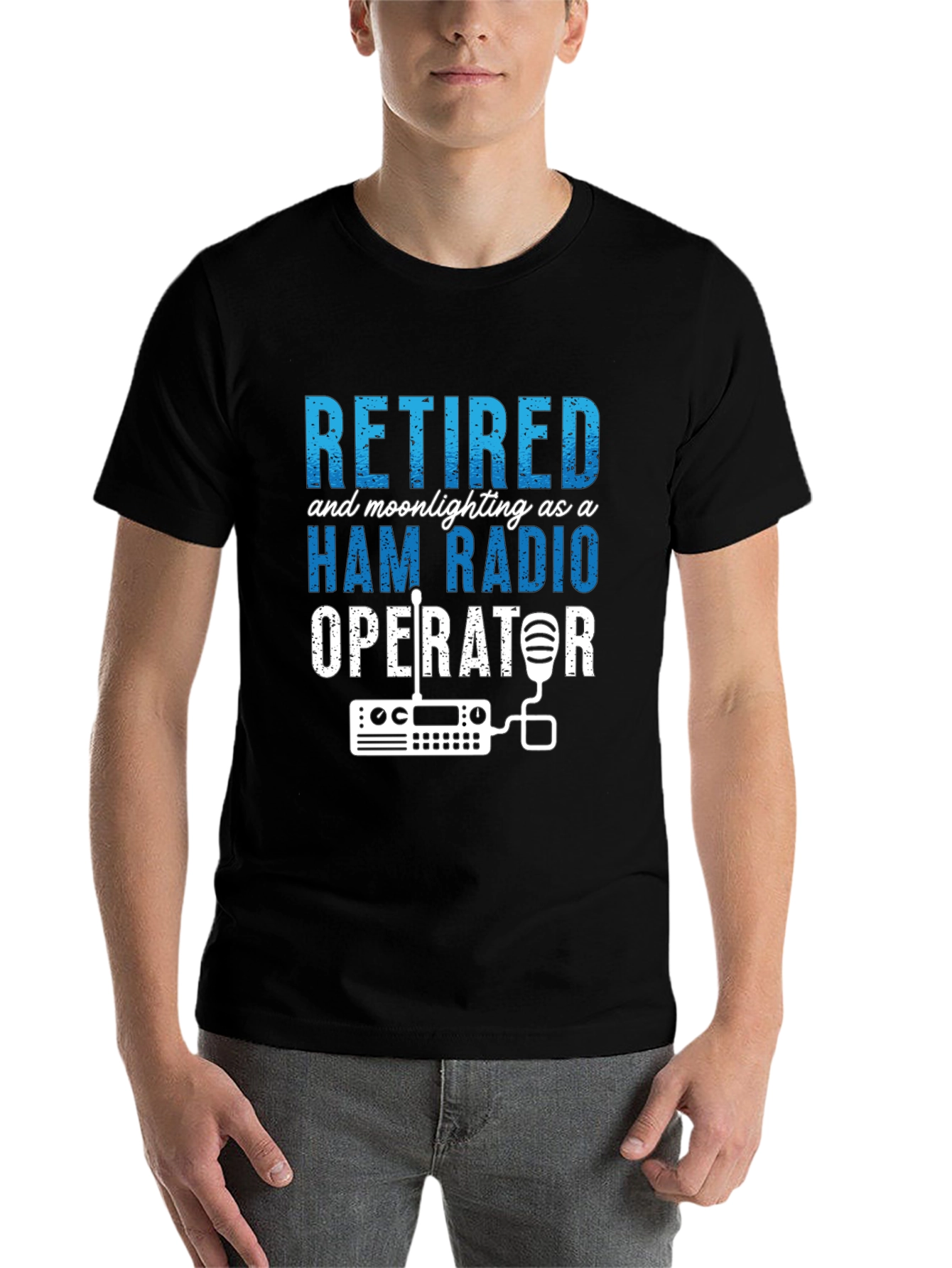 Black Retired Ham Radio Operator T-Shirt view 7