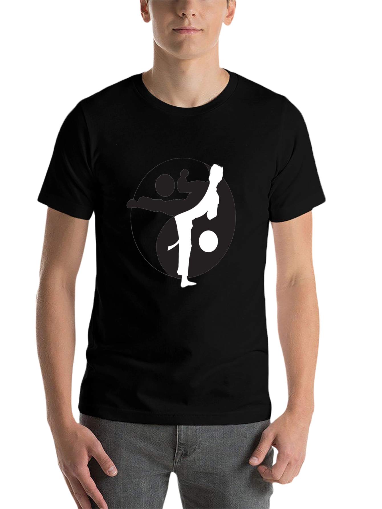 Black Martial Arts Yin Yang Graphic Tee view 7