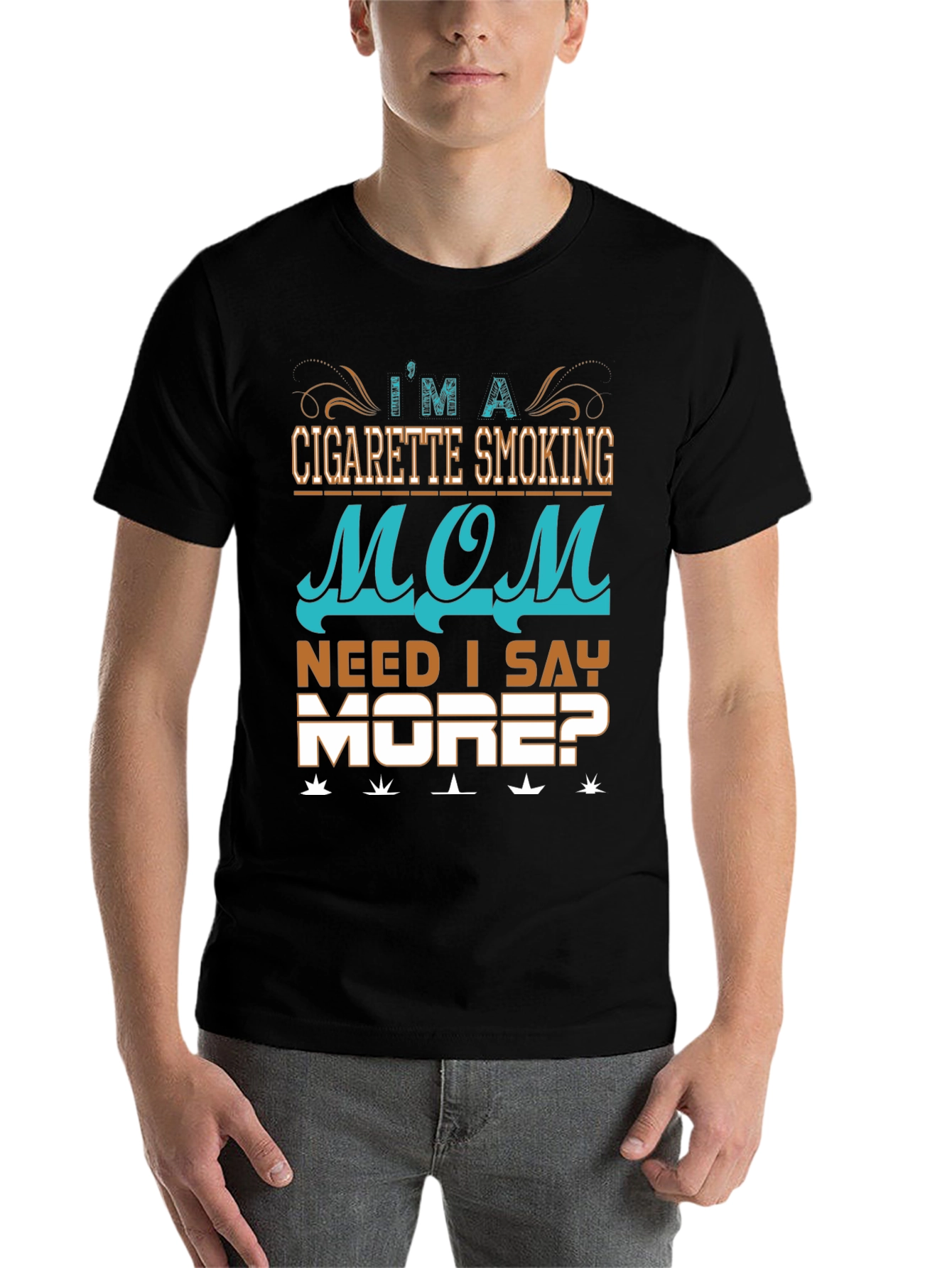 Black Cigarette Smoking Mom Graphic T-Shirt view 7
