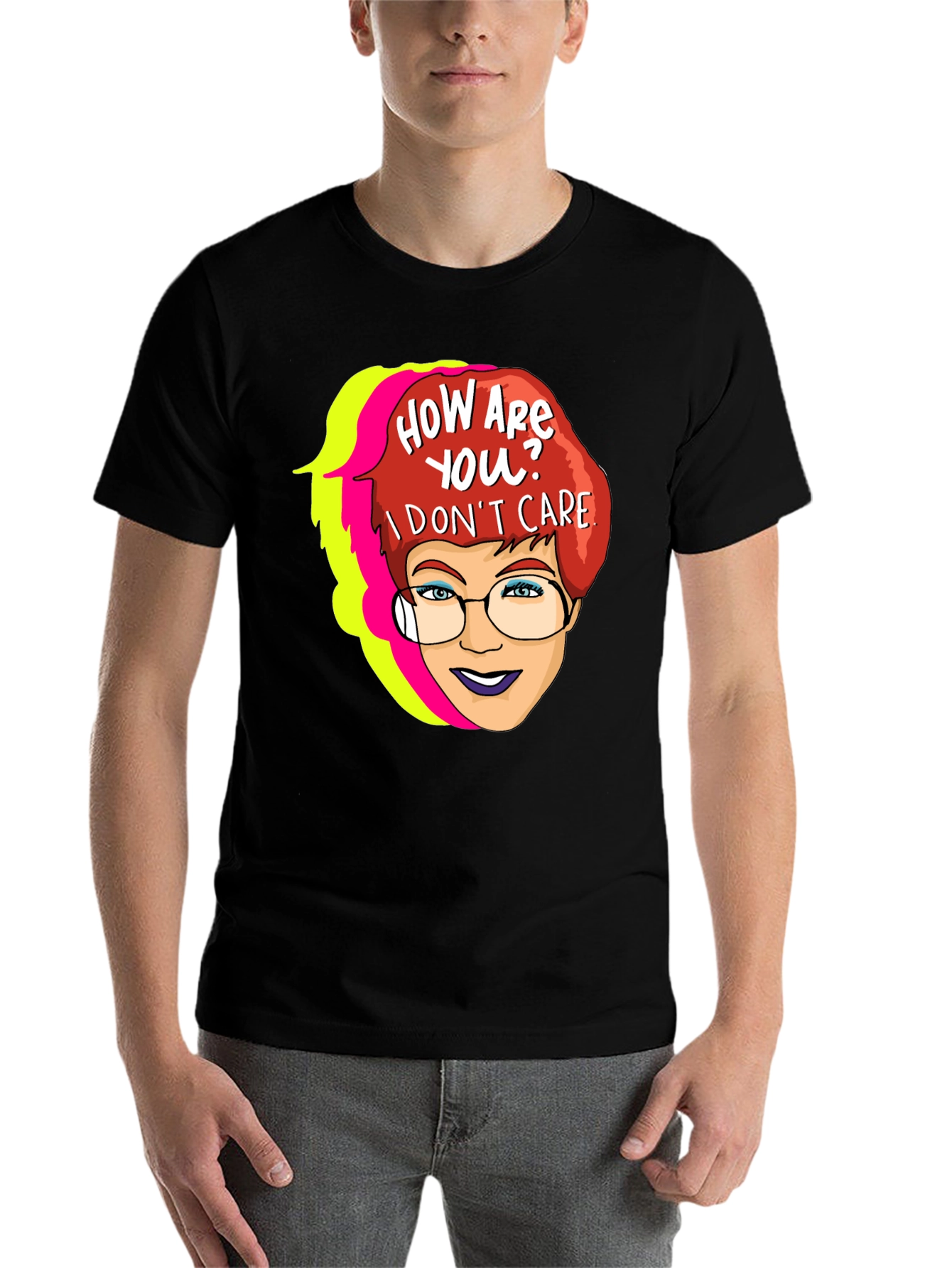 Black Sarcastic Cartoon Graphic T-Shirt view 7