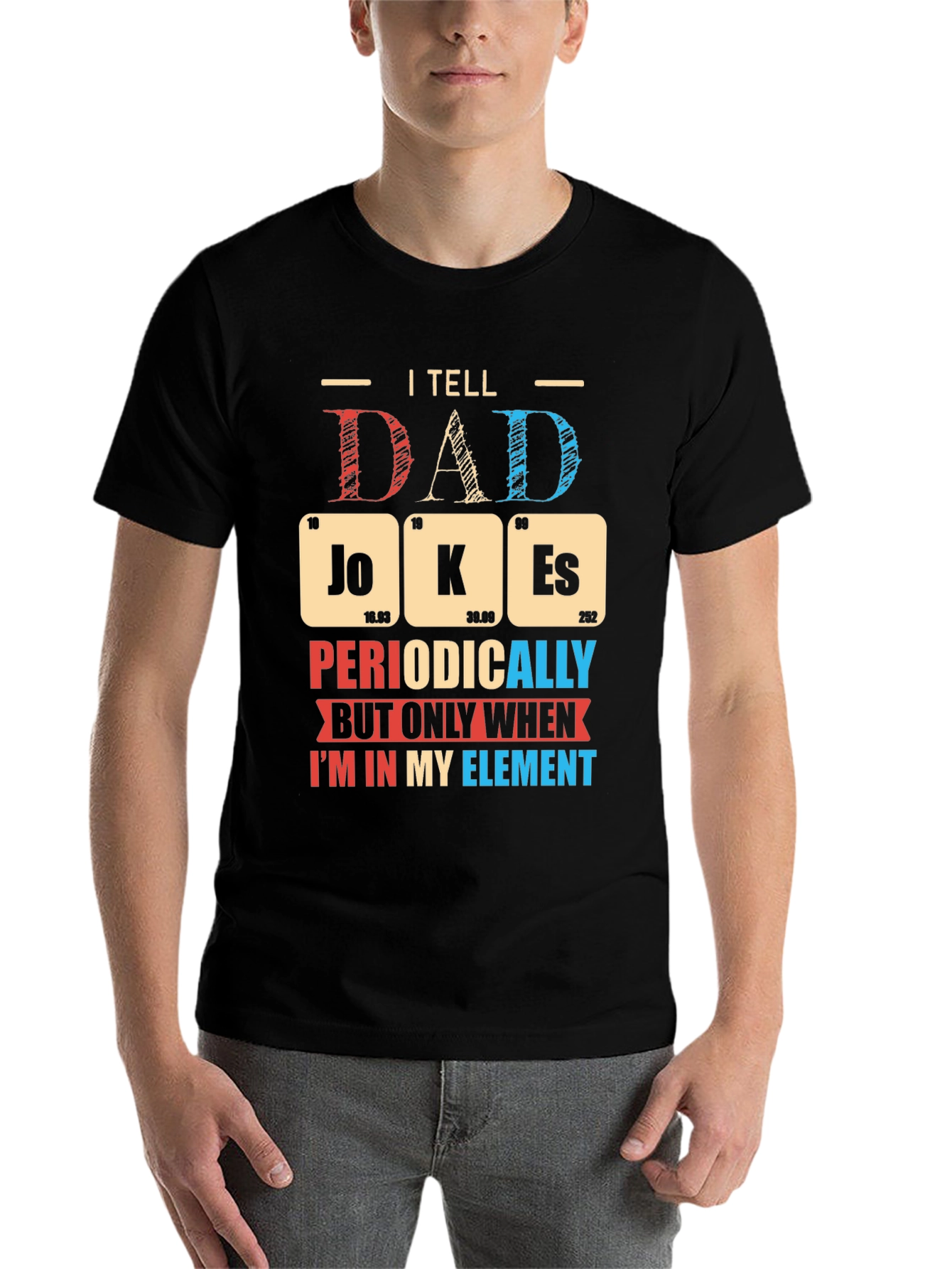 Black Dad Jokes T-Shirt Periodic Table Pun Funny Humor Novelty Tee view 7