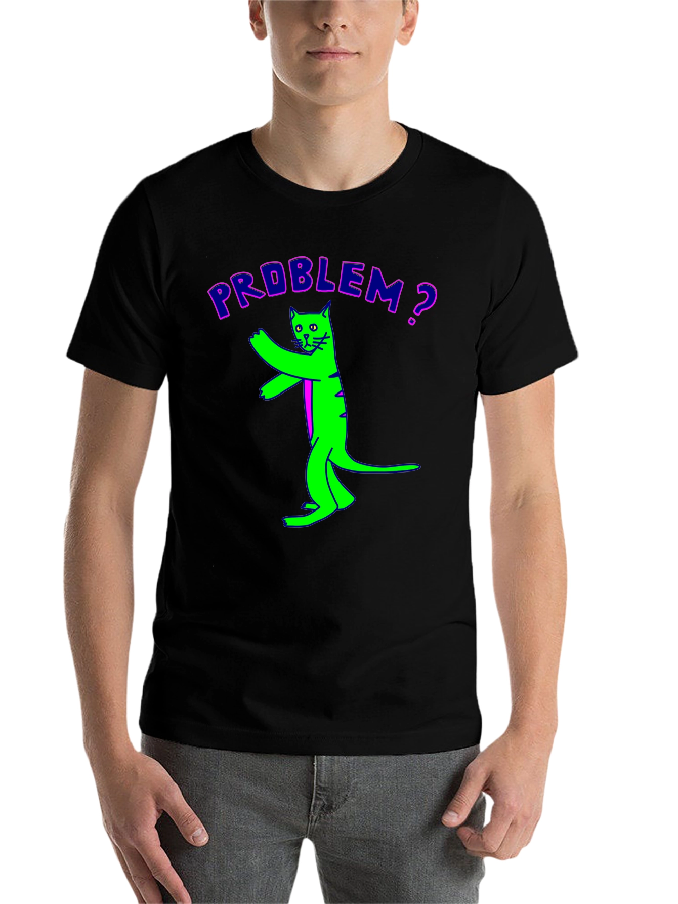 Black Problem Cat Graphic Tee - Unique Funny Design view 7