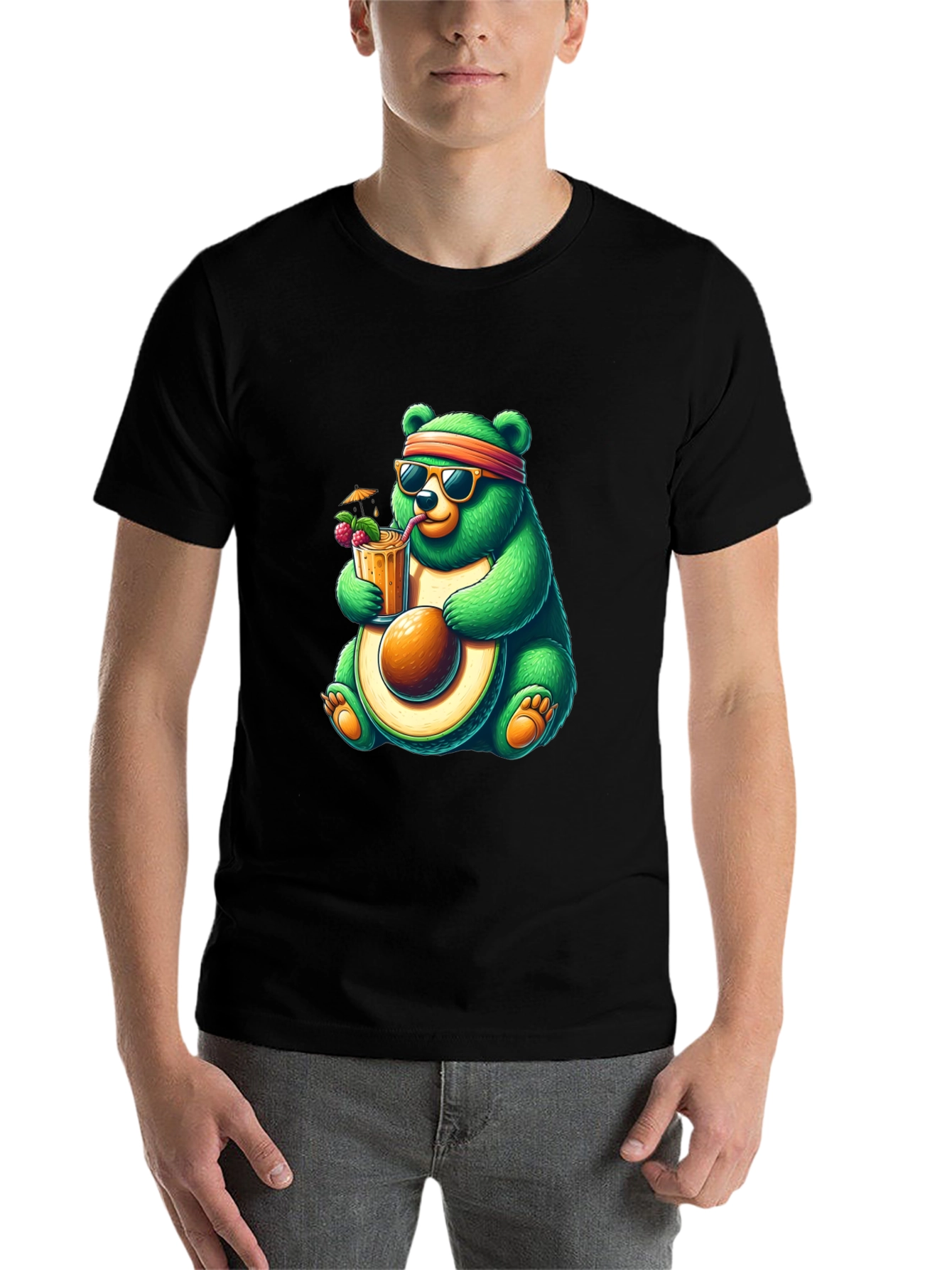 Black Bear Avocado Cocktail T-Shirt - Quirky Graphic Tee view 7