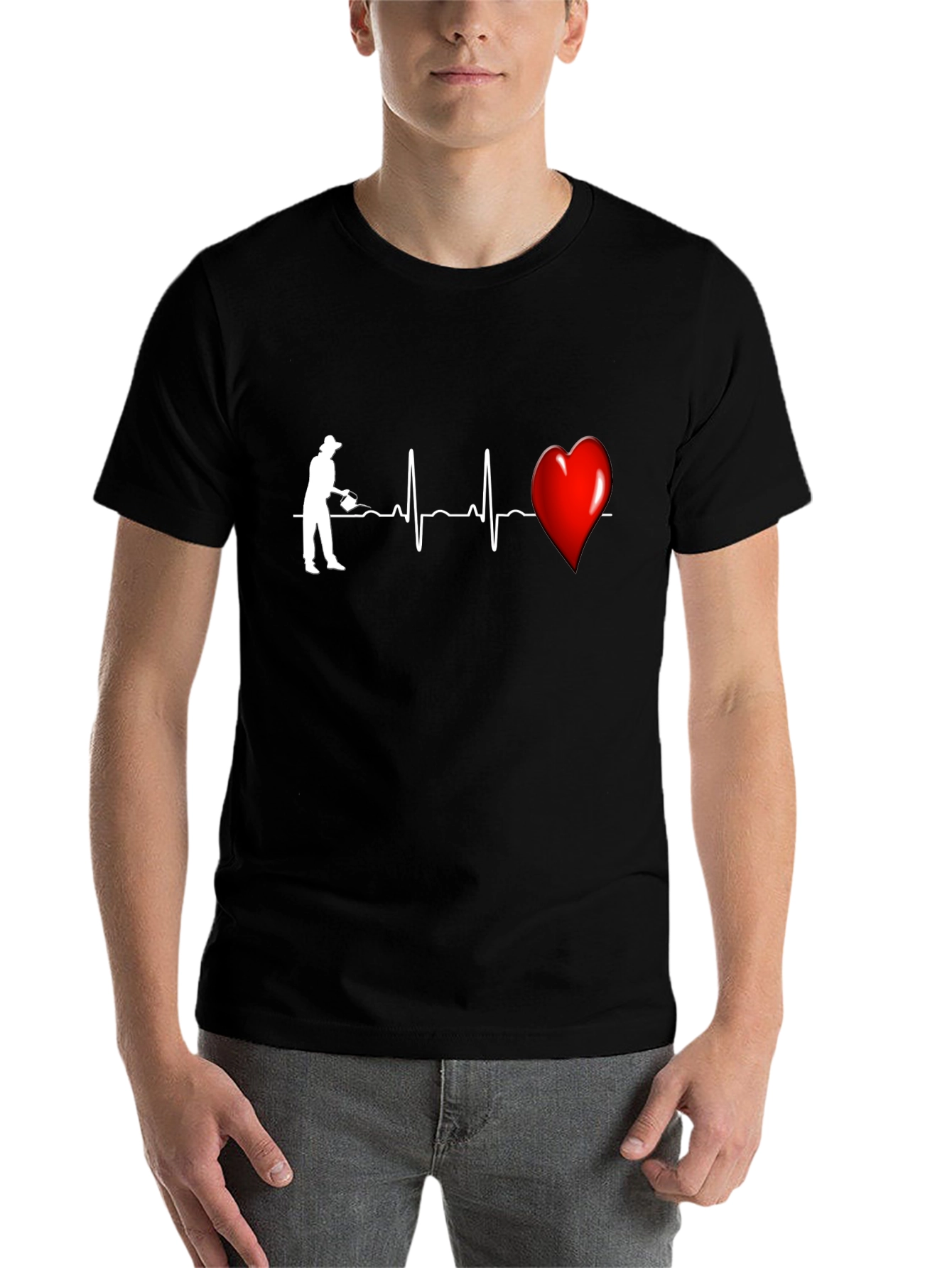 Black Gardener's Heartbeat Graphic Tee - Black view 7