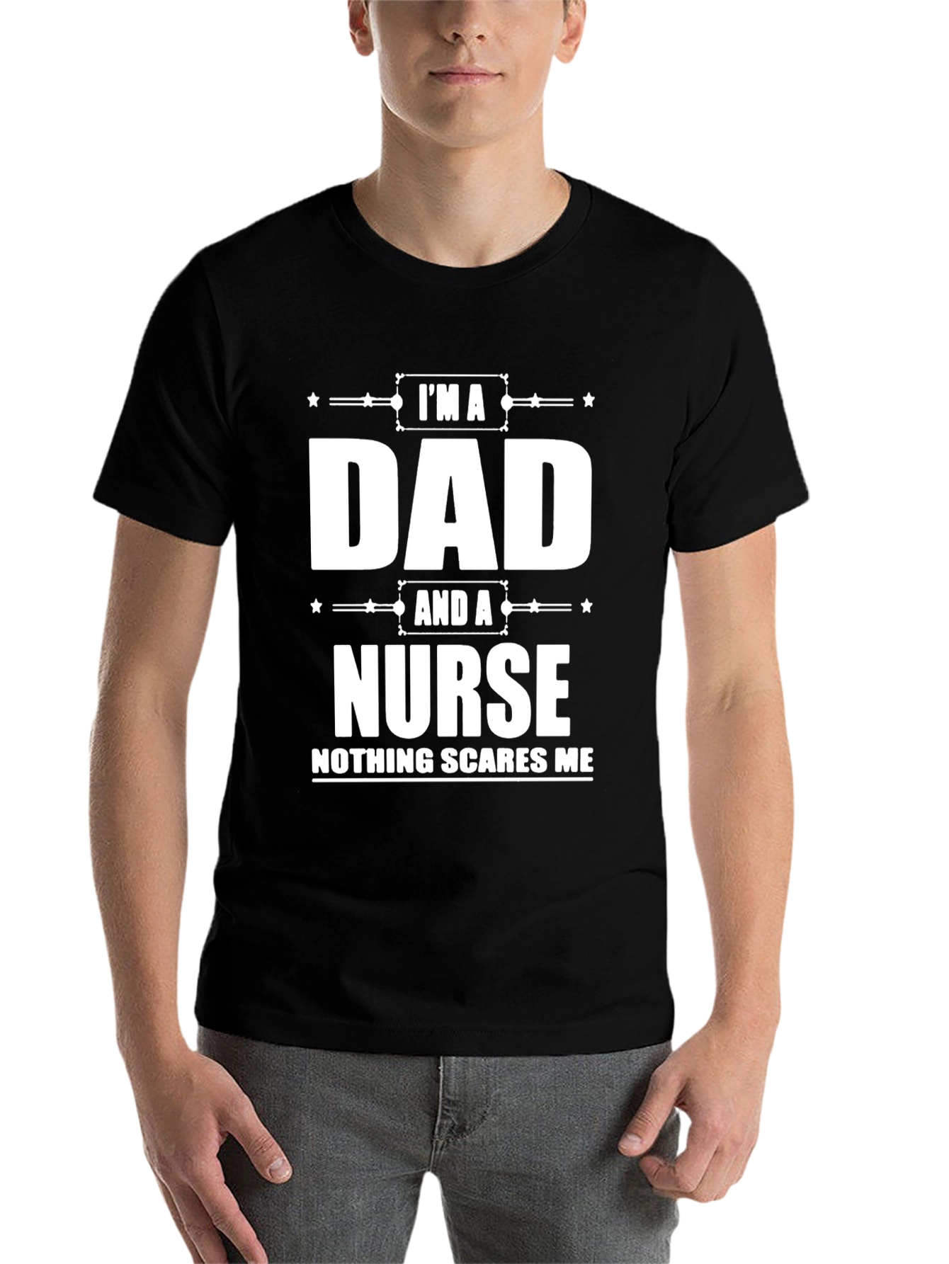 Black Dad and a Nurse Funny T-Shirt view 7