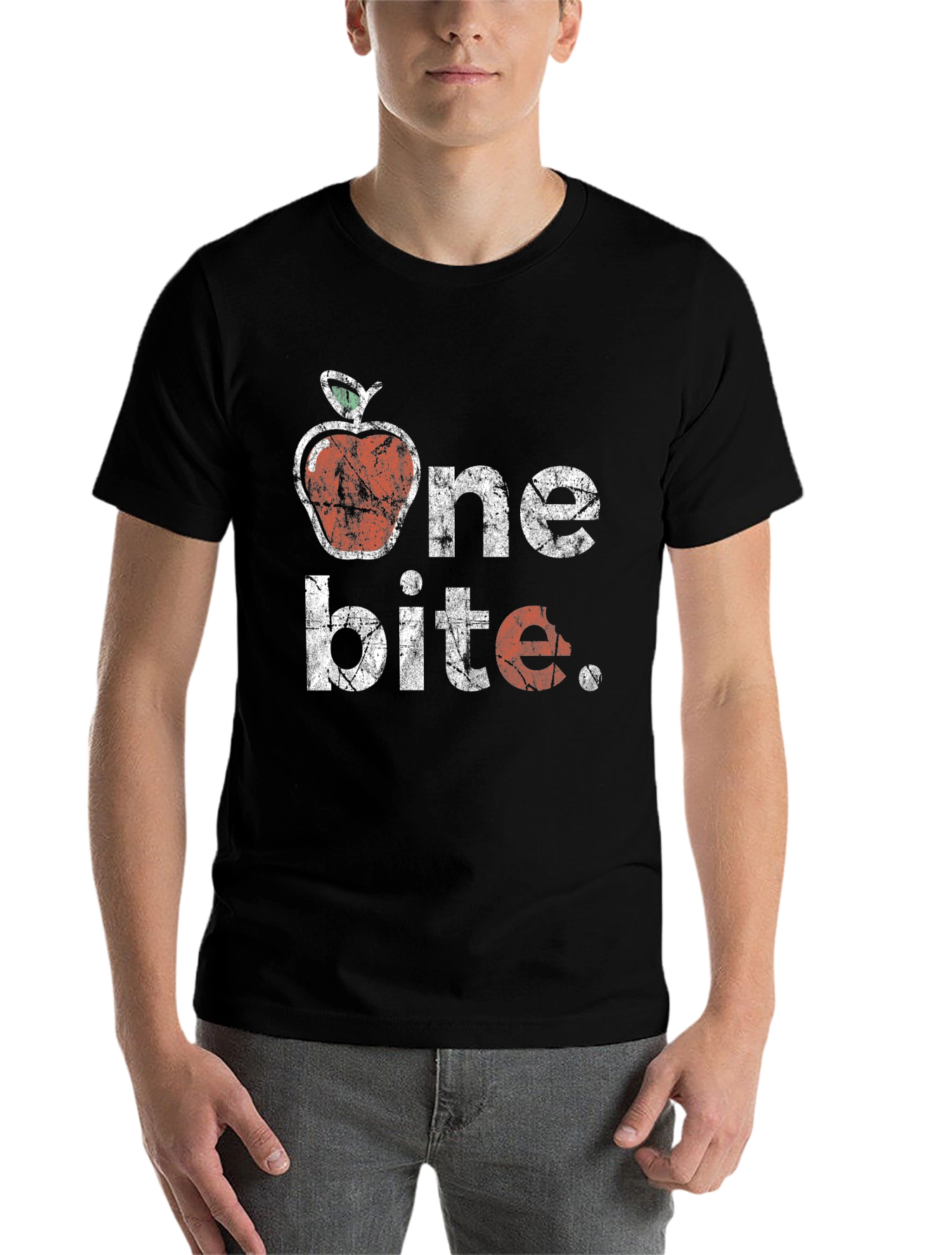 Black One Bite Apple Graphic T-Shirt - Unisex view 7