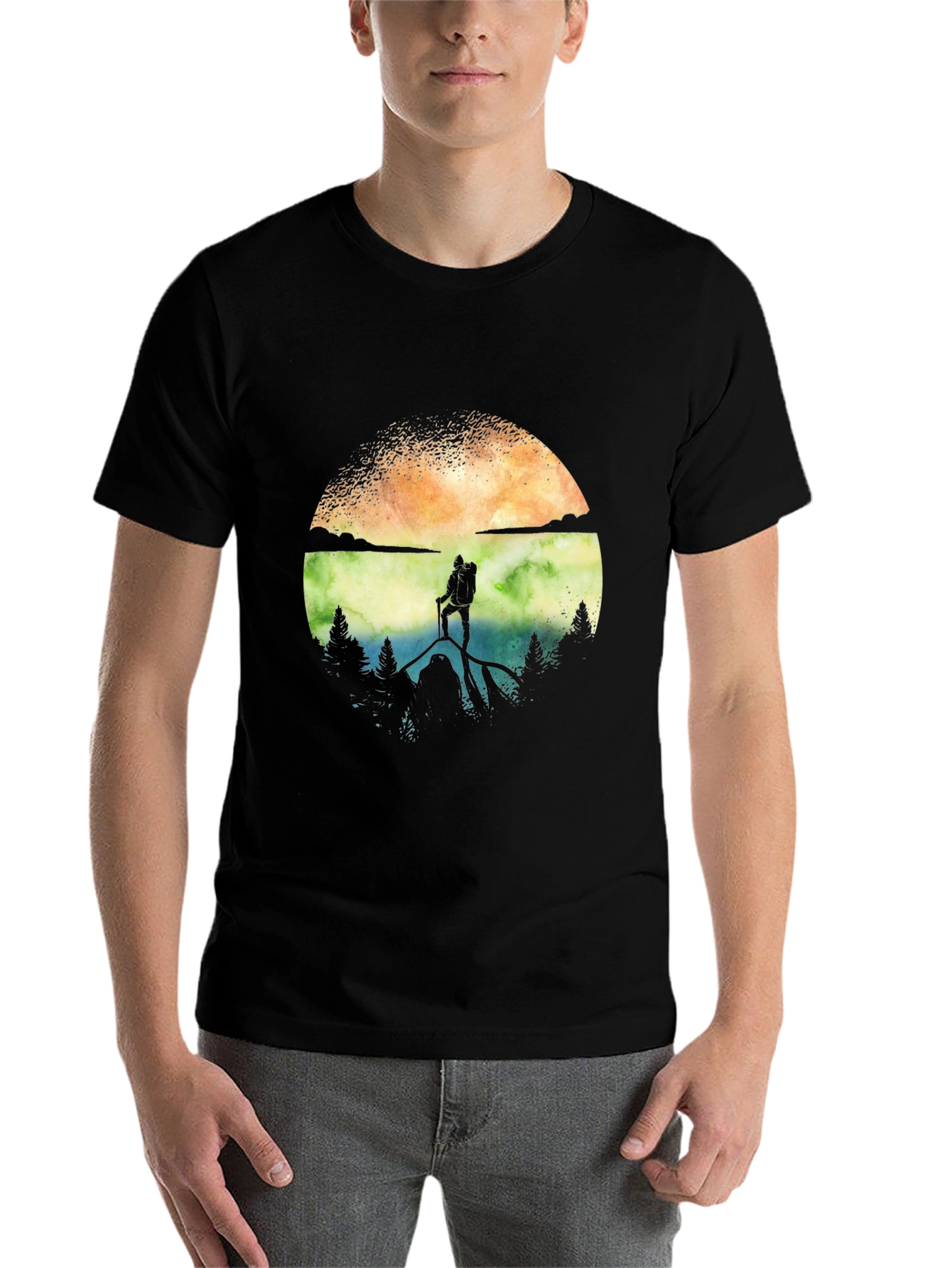 Black Mountain Hiker Graphic T-Shirt - Adventure Awaits! view 7