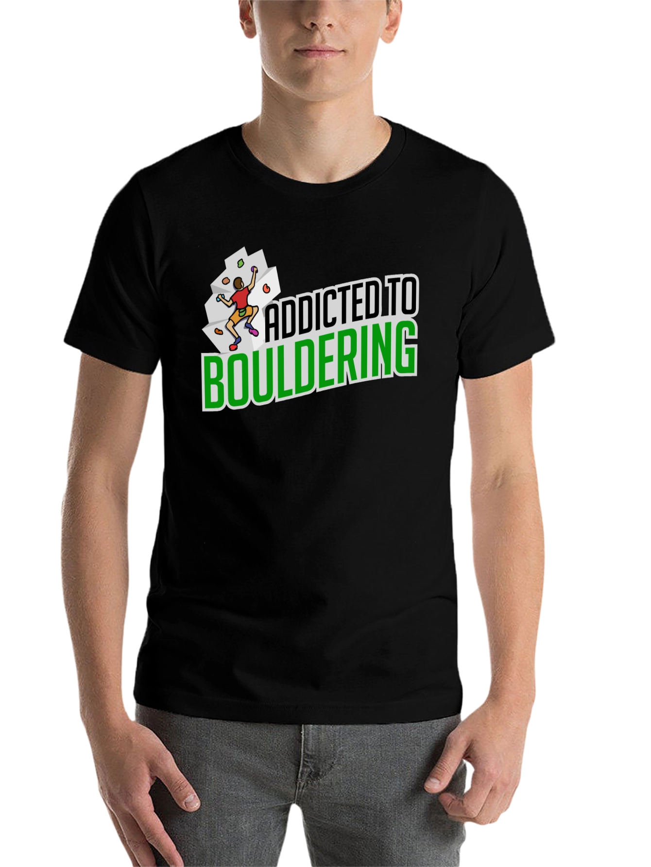 Black Addicted to Bouldering Black Graphic Tee view 7