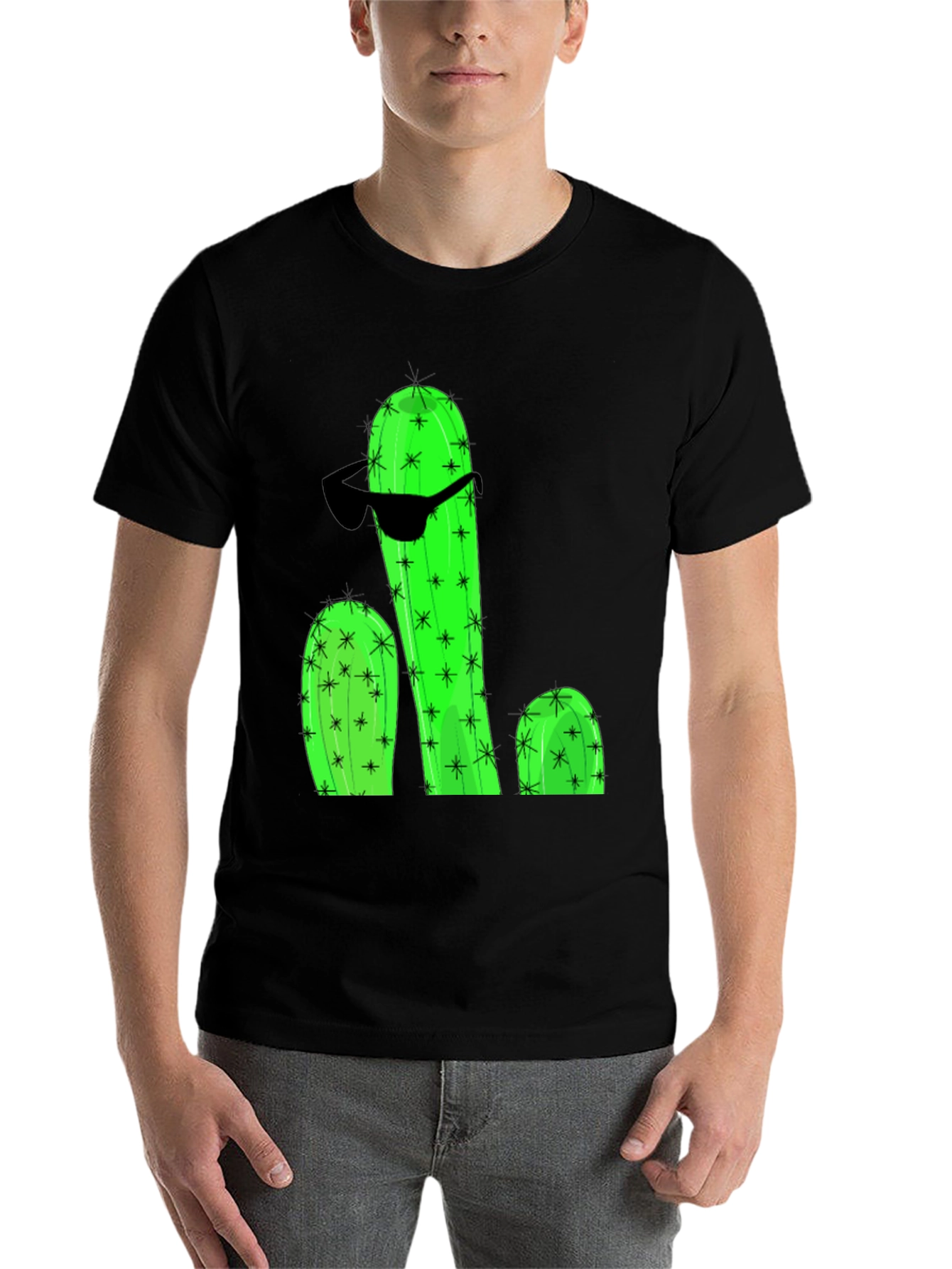Black Cool Cactus Graphic T-Shirt view 7