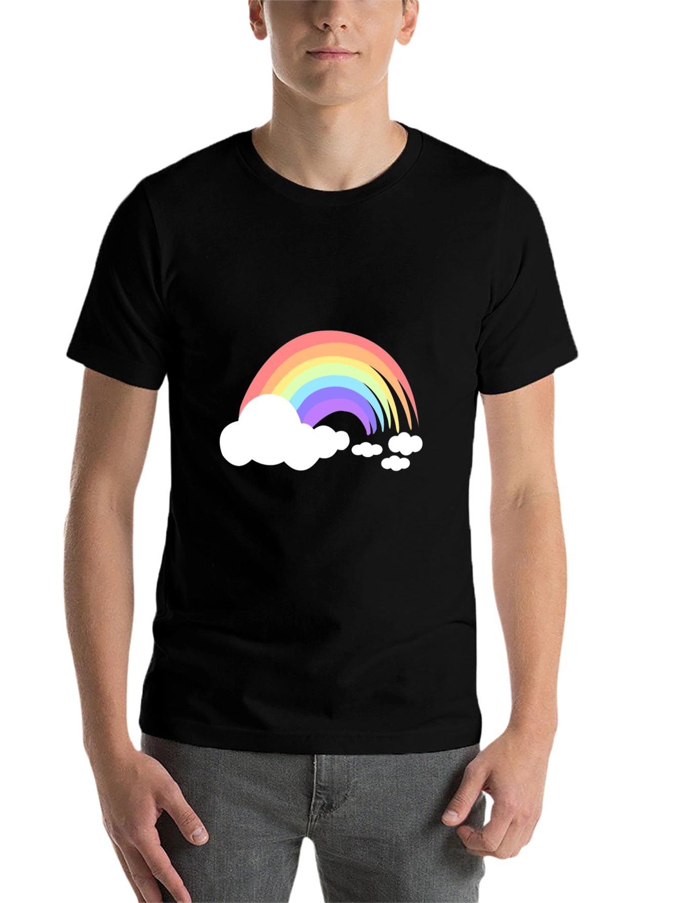 Black Rainbow Cloud Graphic Tee - Black Cotton Blend view 7