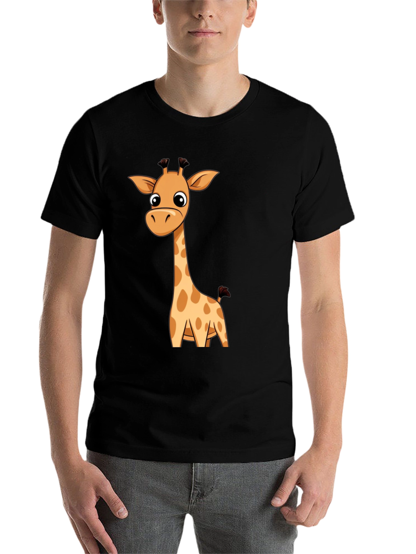 Black Giraffe Graphic Print T-Shirt view 7