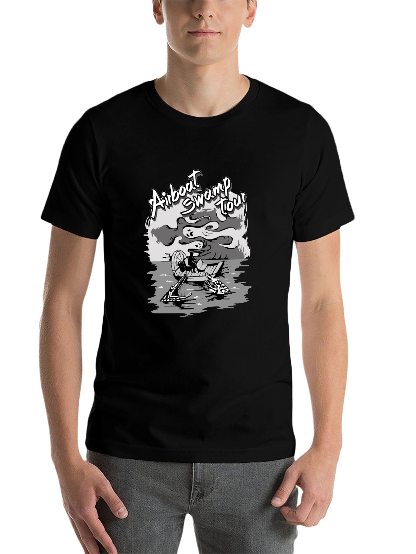 Black Airboat Swamp Tour Graphic Tee - Black view 7