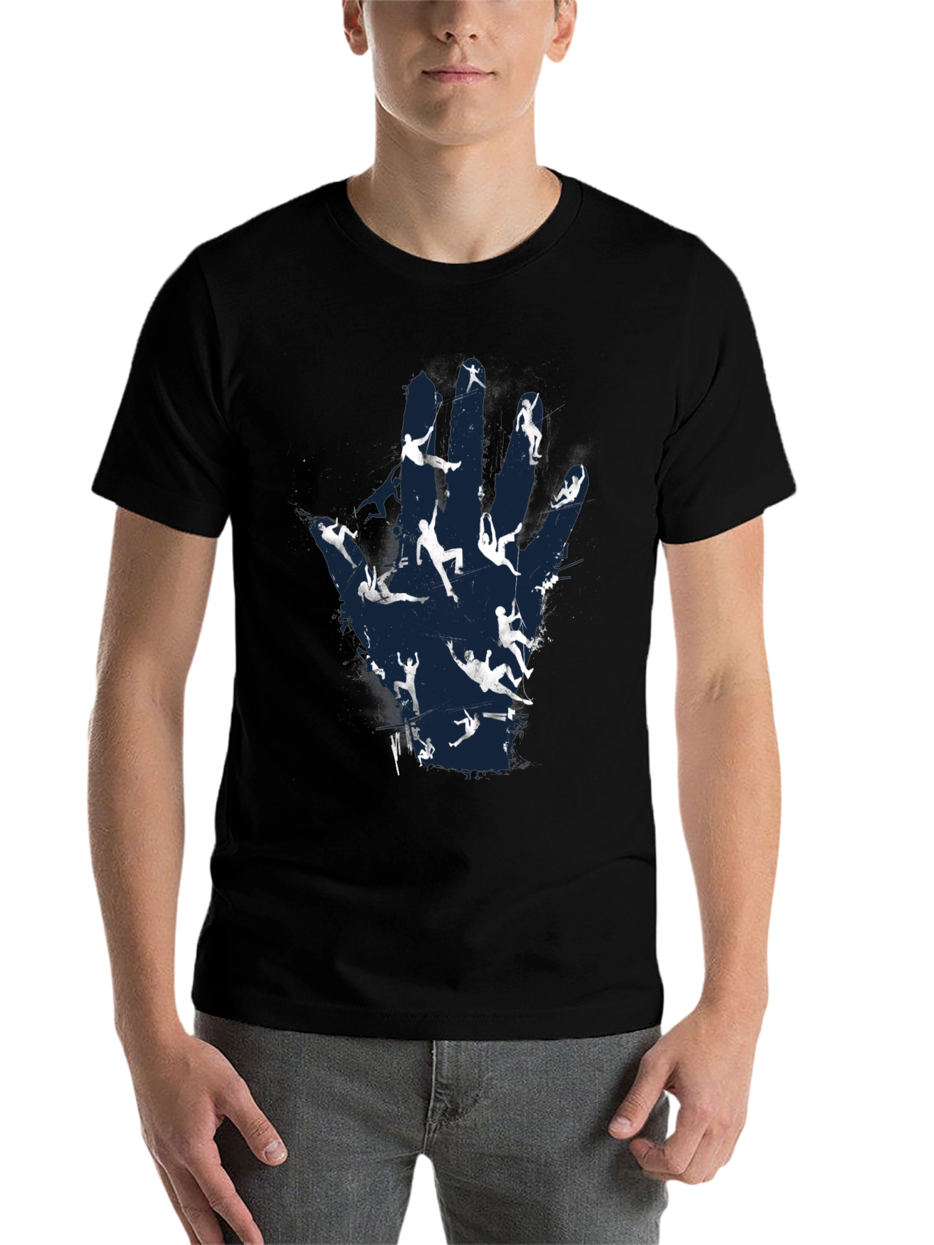 Black Climber's Hand T-Shirt - Rock Climbing Tee view 7