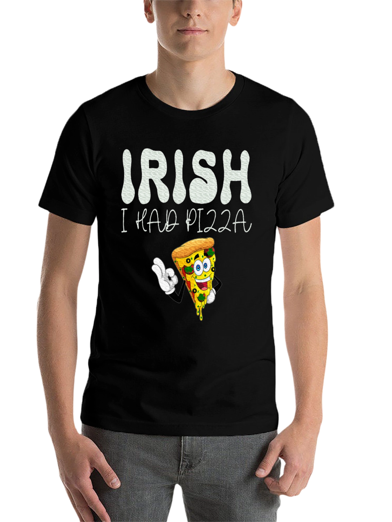 Black Irish I Had Pizza T-Shirt view 7