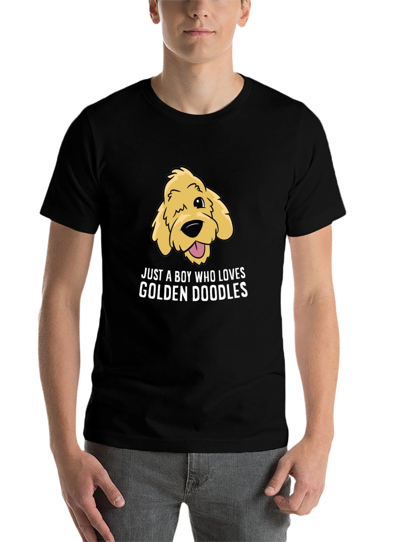 Black Golden Doodle Lover T-Shirt, Boy's Cute Dog Tee view 7