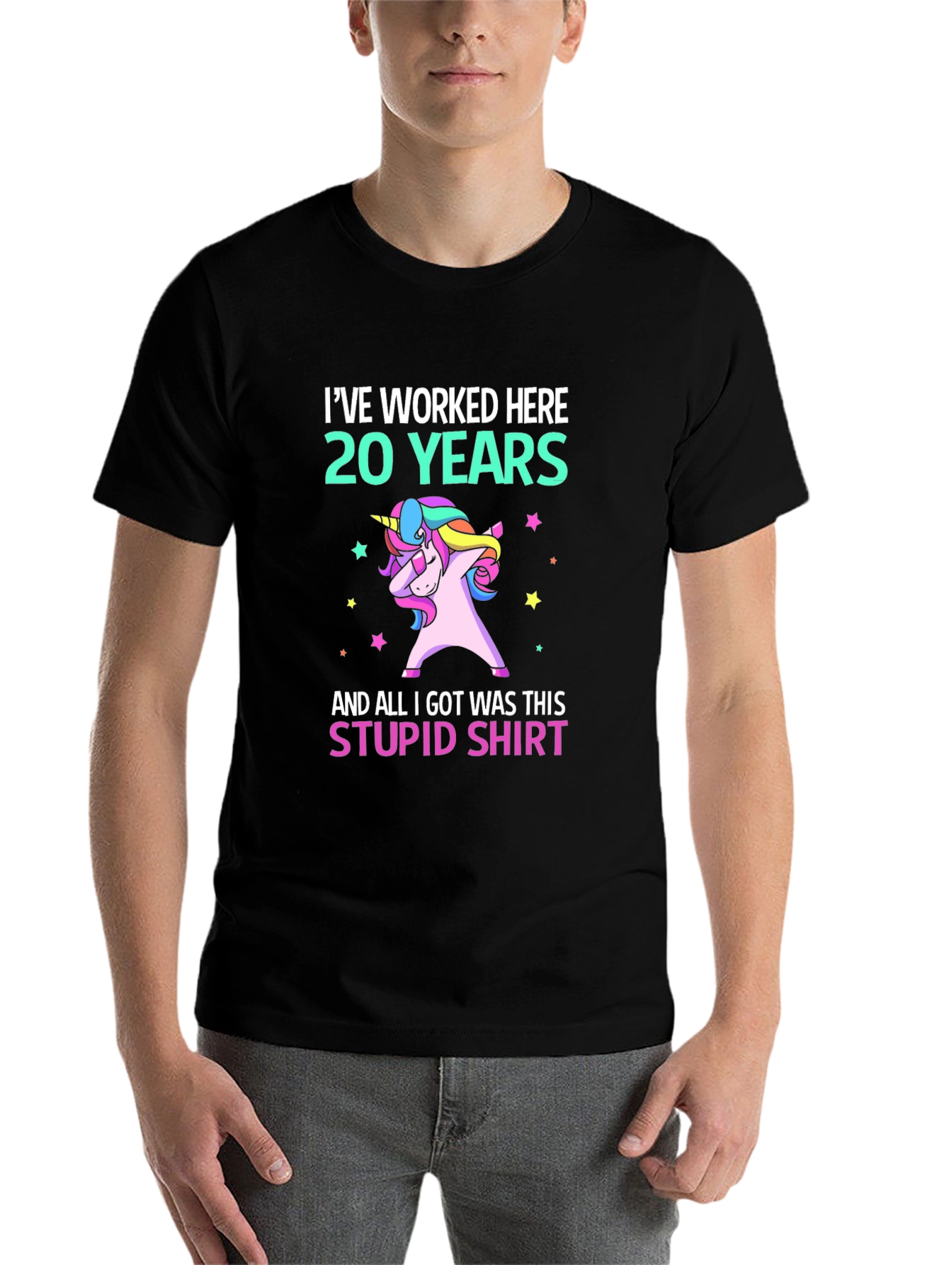 Black I've Worked Here 20 Years Unicorn T-Shirt view 7
