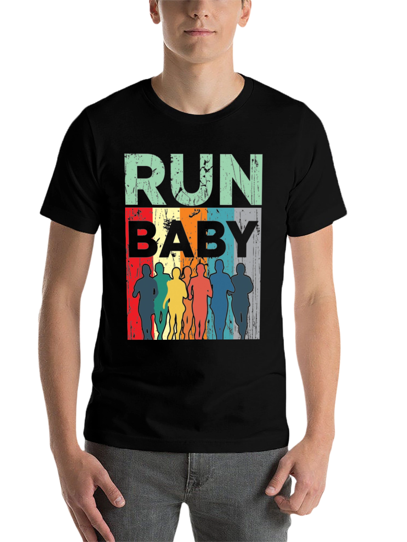 Black Run Baby Vintage Graphic Tee - Unisex view 7