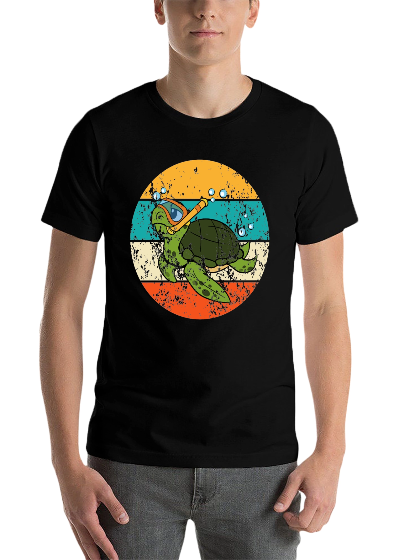 Diving Turtle Graphic Tee - Vintage Style - 7