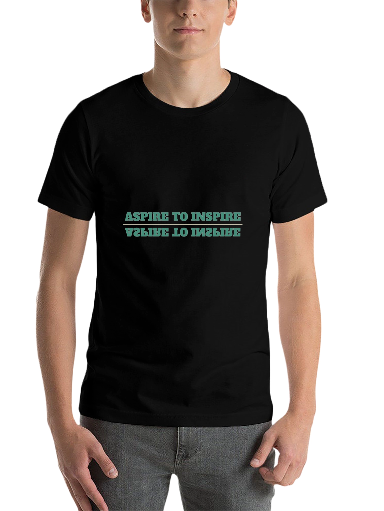 Black Aspire to Inspire T-Shirt - Motivational Black Tee view 7