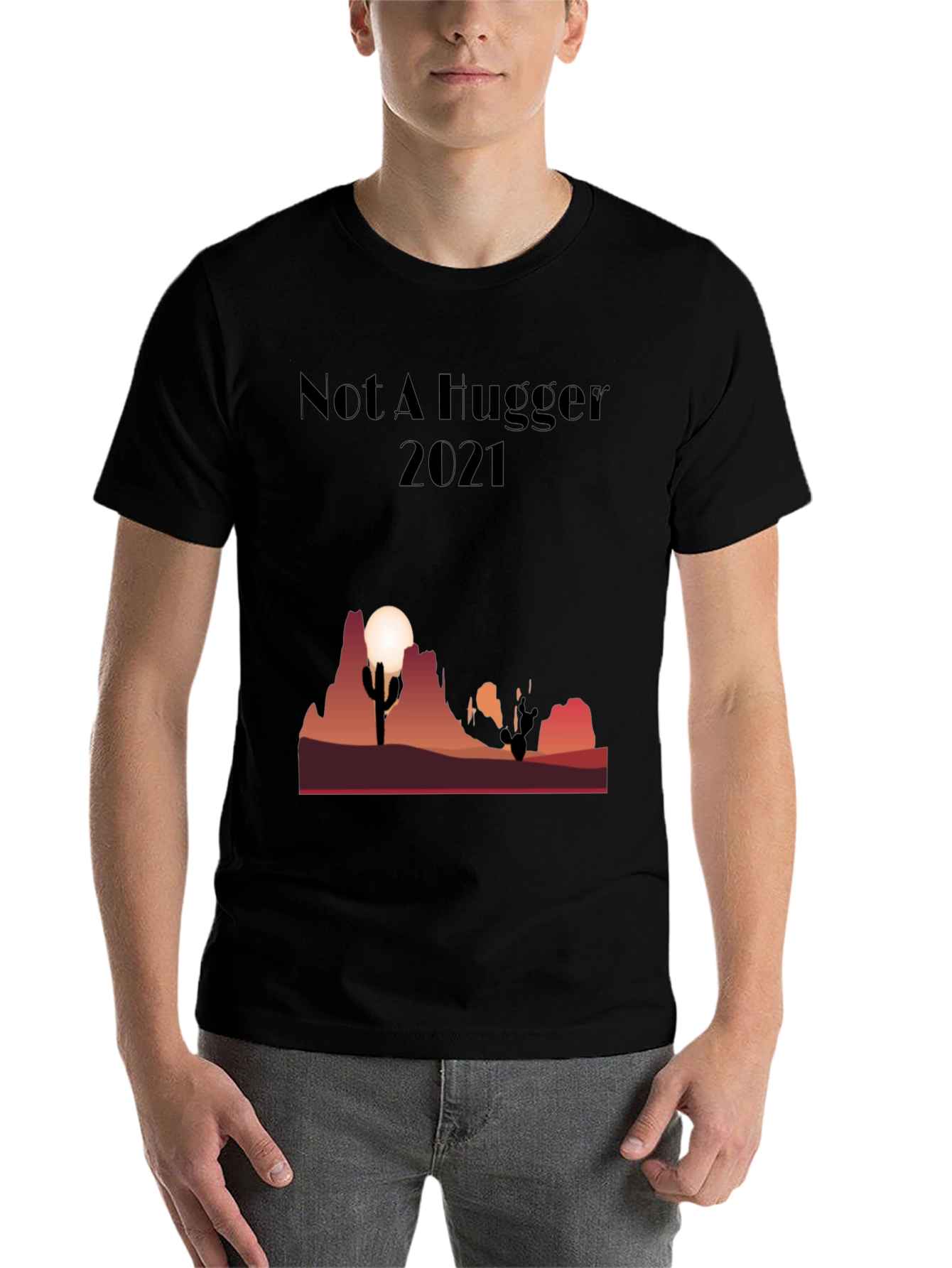 Black Not A Hugger Cactus Desert Graphic Tee view 7