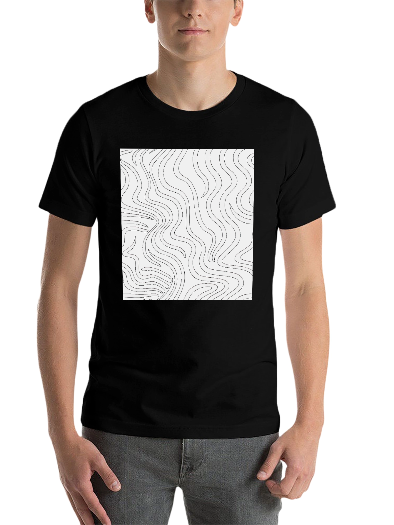 Abstract Lines Graphic Tee - Black - 7