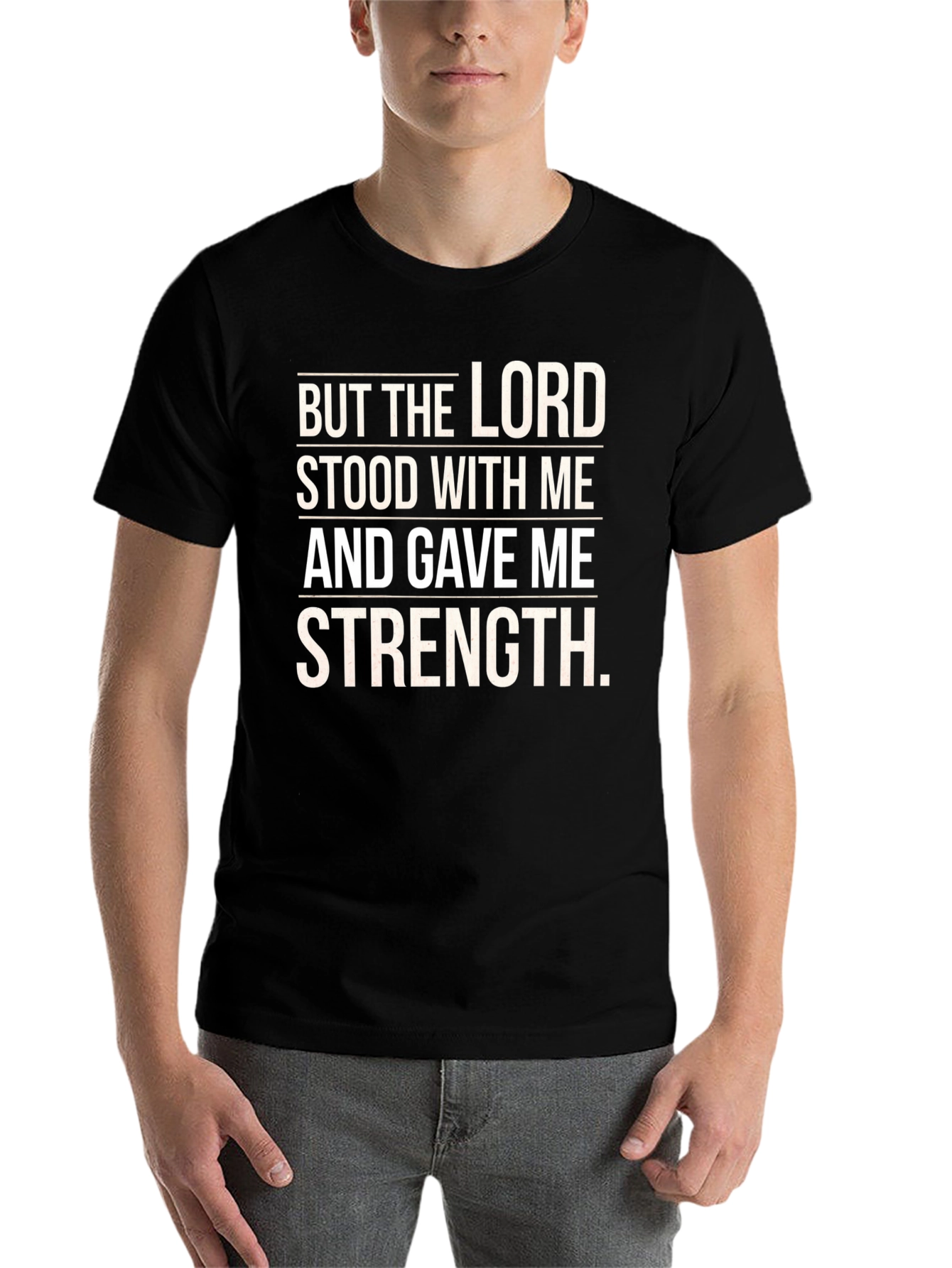 Black The Lord Gave Me Strength Black T-Shirt view 7