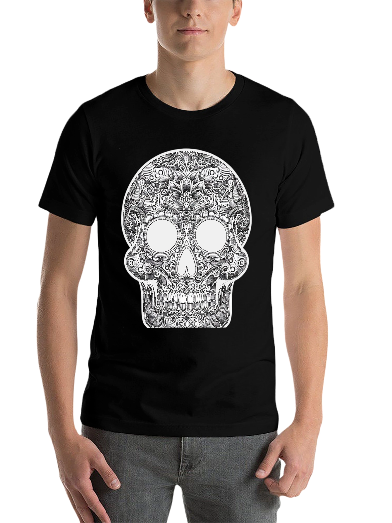Sugar Skull Graphic Black T-Shirt - 7