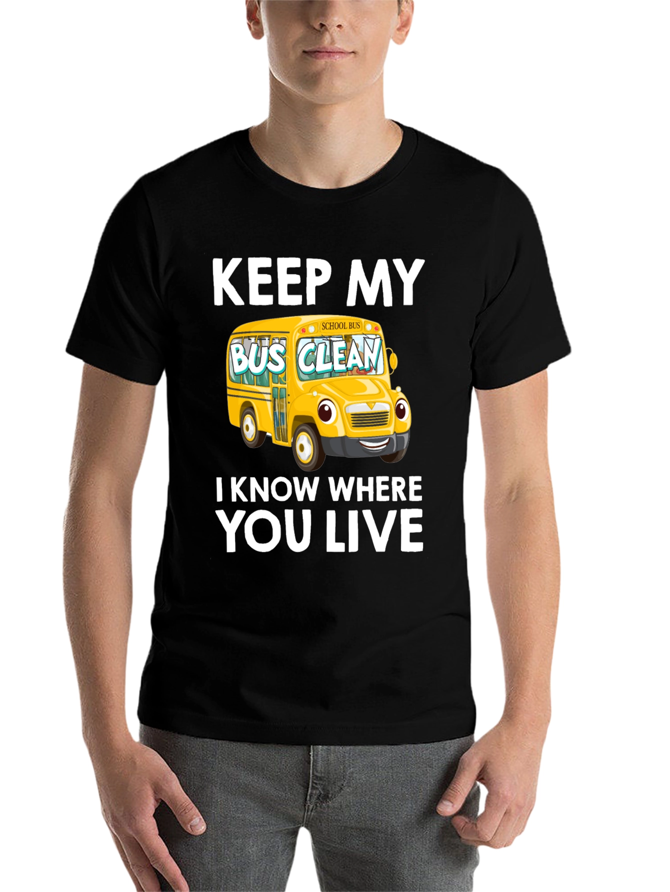 Black Keep My Bus Clean T-Shirt view 7