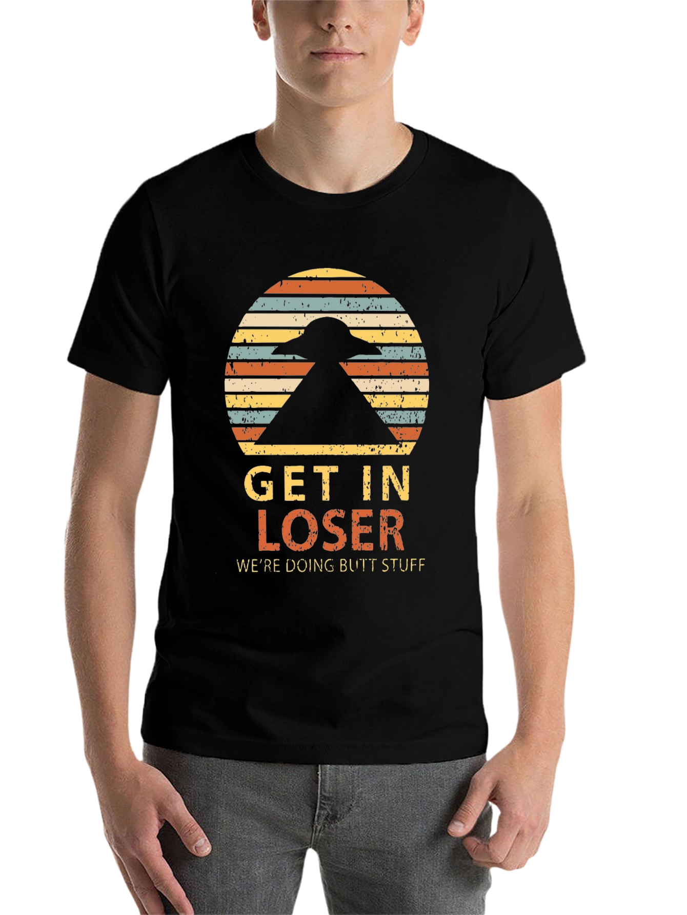 Black Get In Loser Alien T-Shirt view 7
